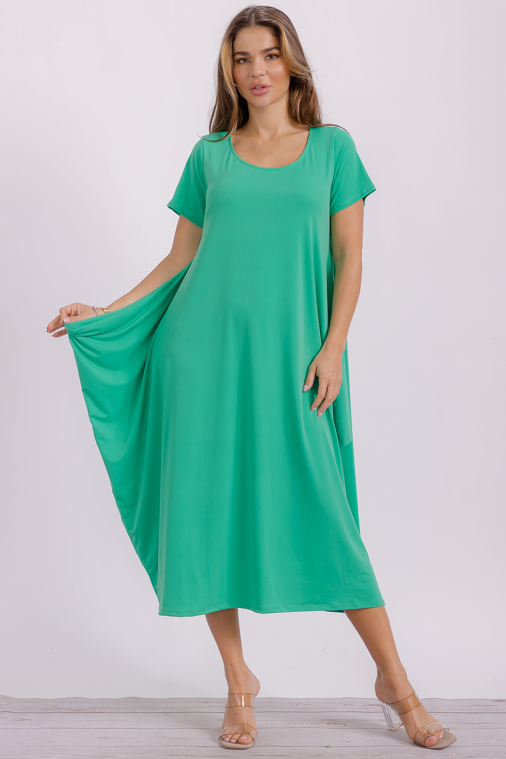 SAN151BX-S Plus Harem Midi Dress/Short Sleeve