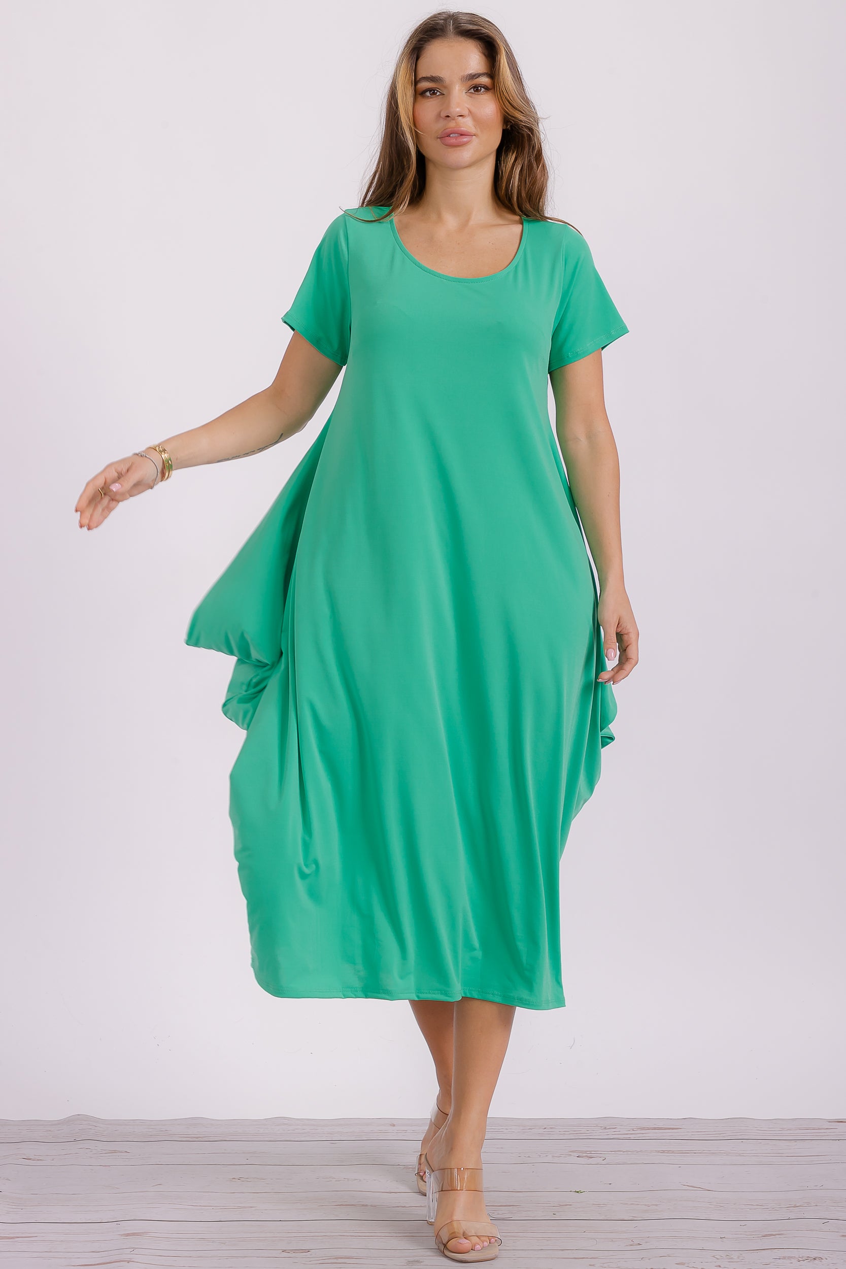 SAN151BX-S Plus Harem Midi Dress/Short Sleeve