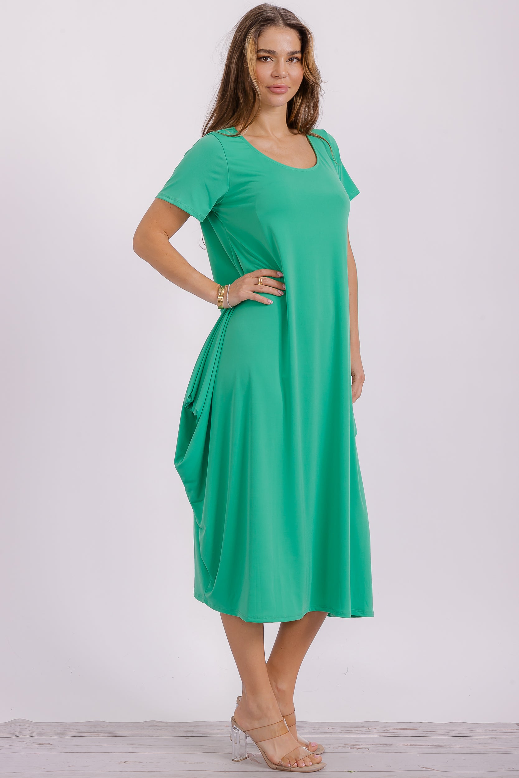 SAN151BX-S Plus Harem Midi Dress/Short Sleeve