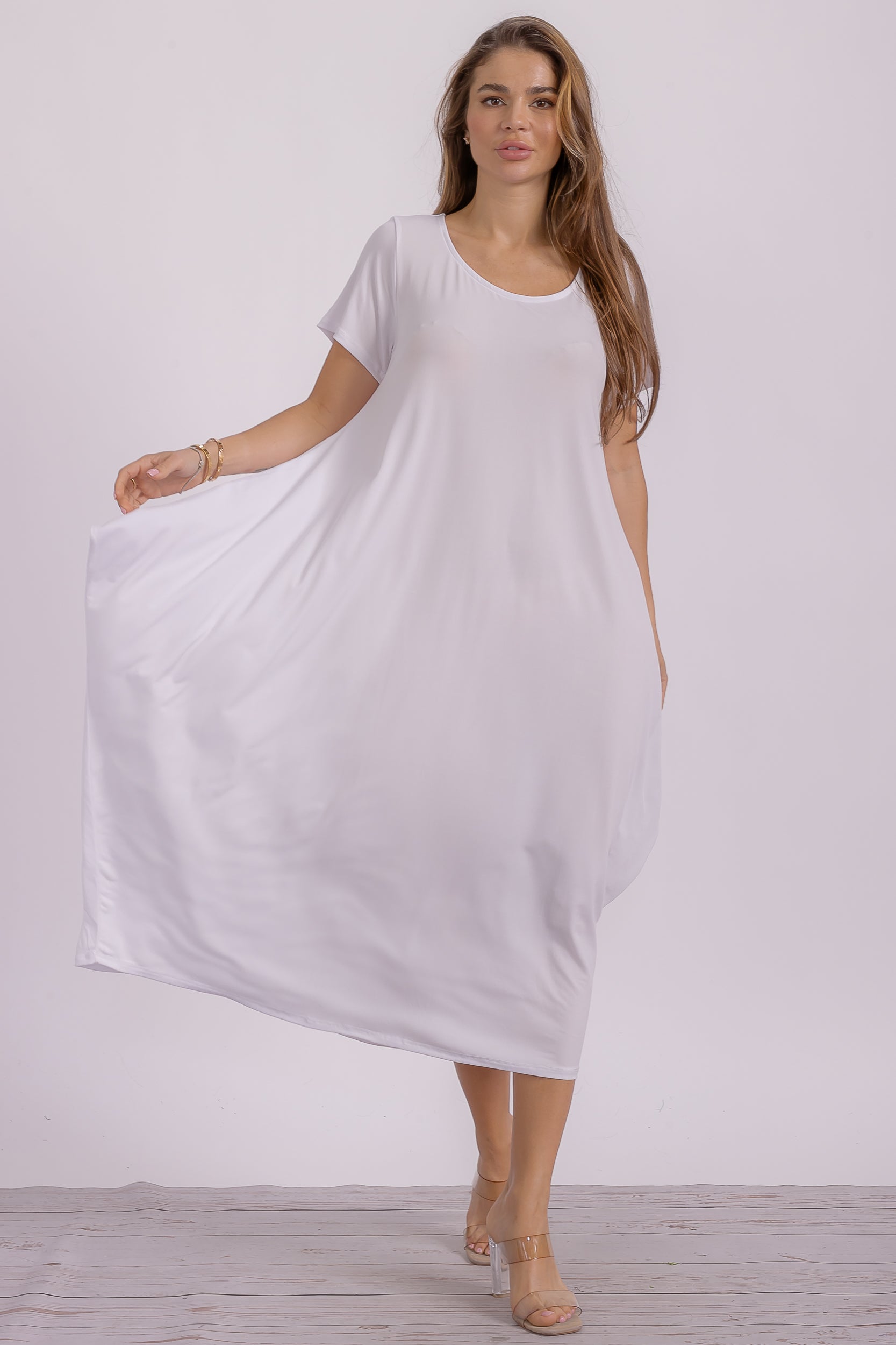 SAN151BX-S Plus Harem Midi Dress/Short Sleeve