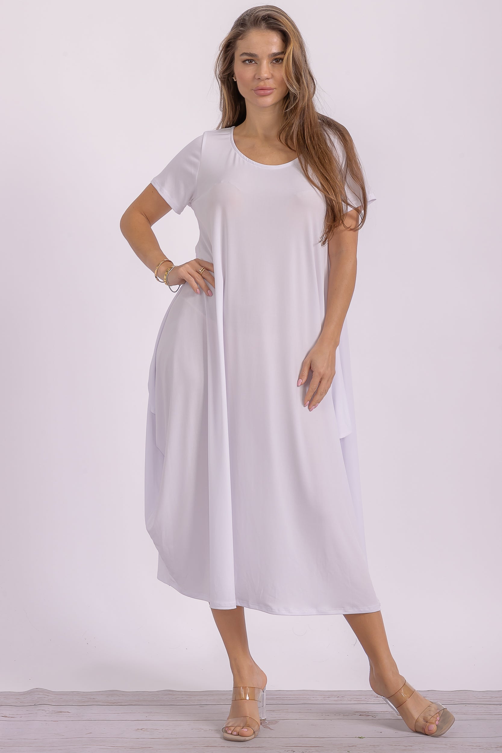 SAN151BX-S Plus Harem Midi Dress/Short Sleeve