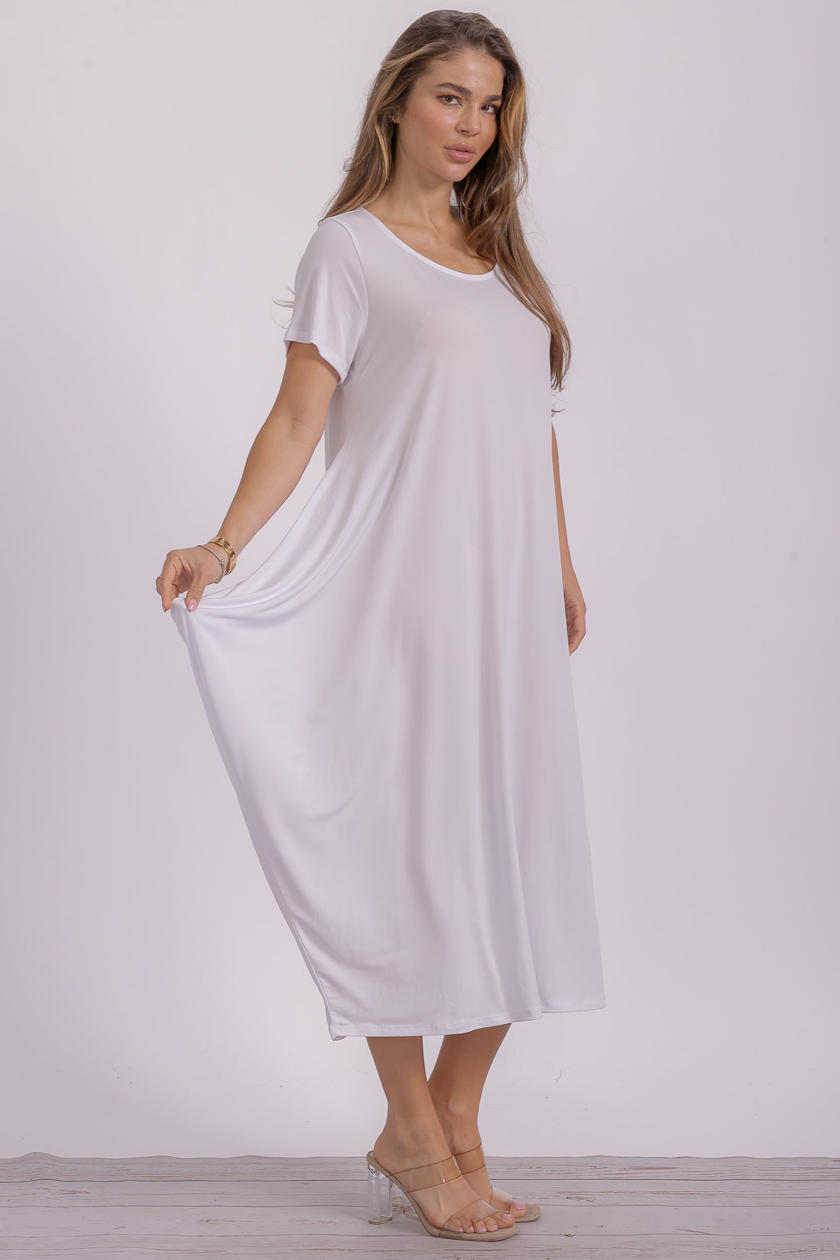 SAN151BX-S Plus Harem Midi Dress/Short Sleeve