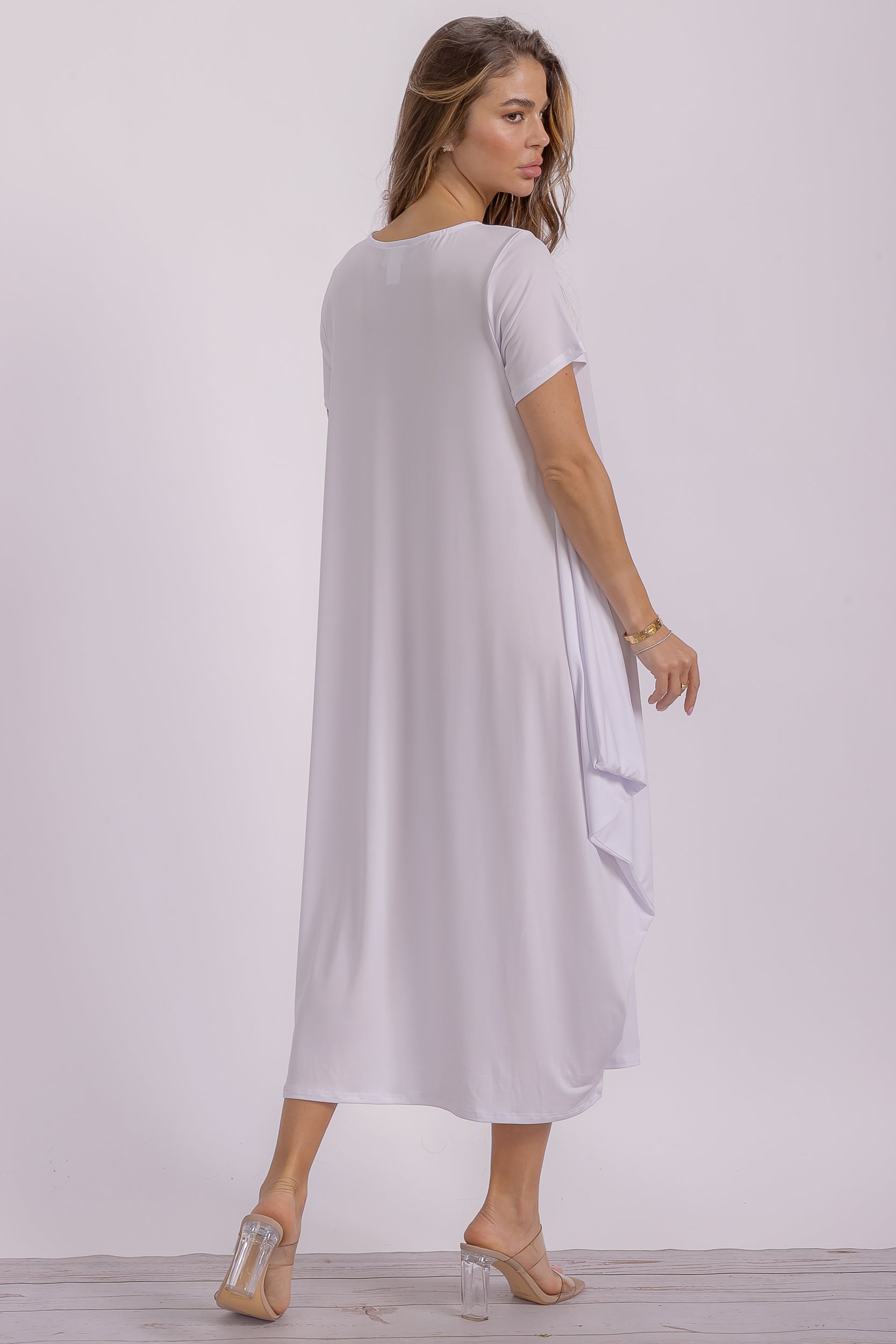 SAN151BX-S Plus Harem Midi Dress/Short Sleeve