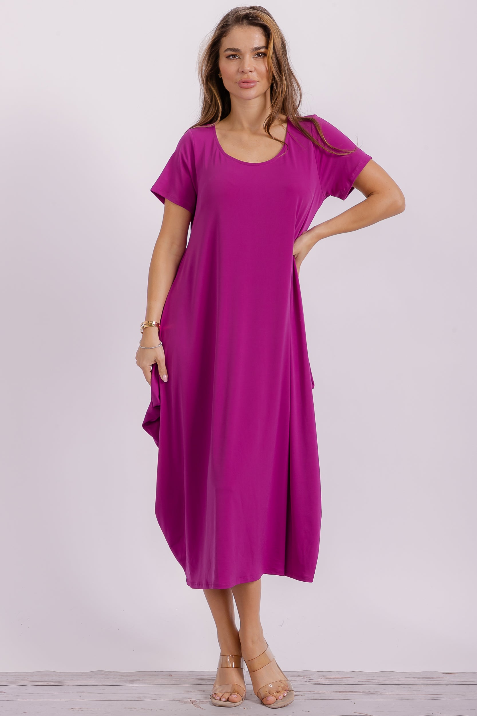SAN151BX-S Plus Harem Midi Dress/Short Sleeve