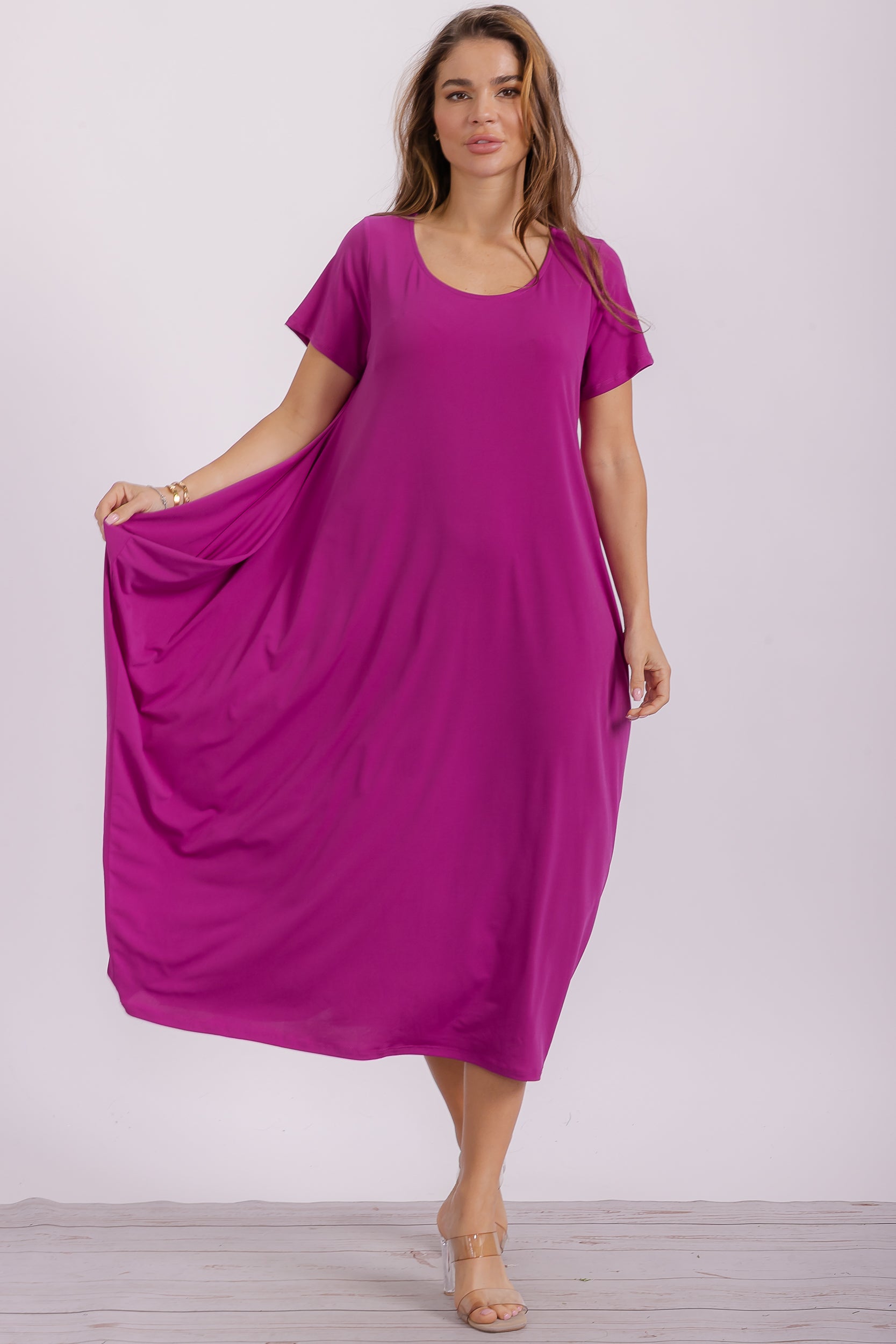 SAN151BX-S Plus Harem Midi Dress/Short Sleeve
