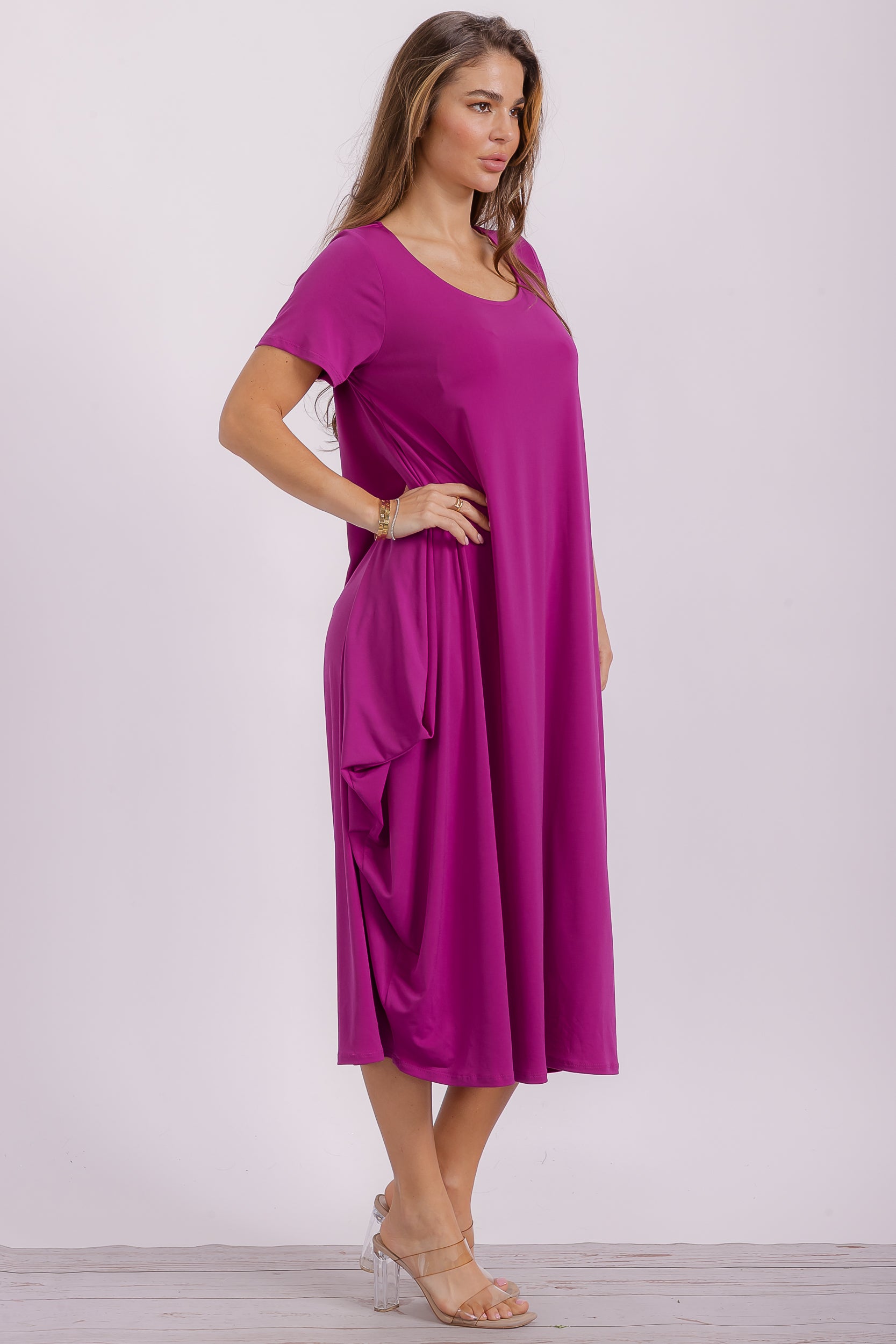 SAN151BX-S Plus Harem Midi Dress/Short Sleeve