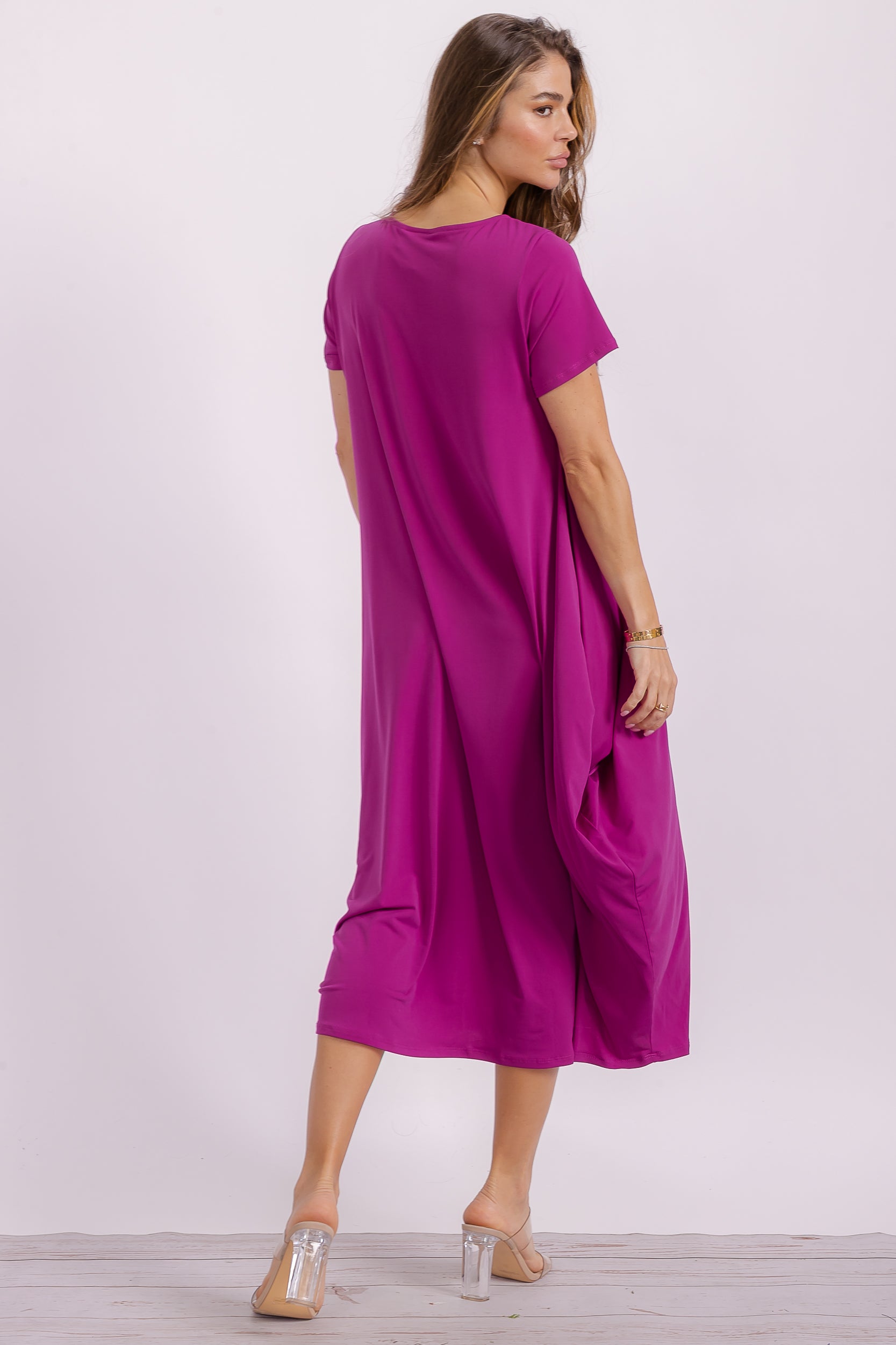 SAN151BX-S Plus Harem Midi Dress/Short Sleeve