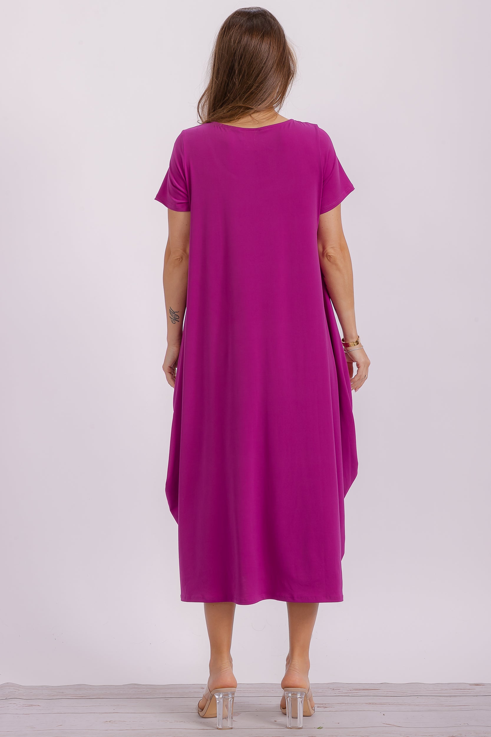 SAN151BX-S Plus Harem Midi Dress/Short Sleeve