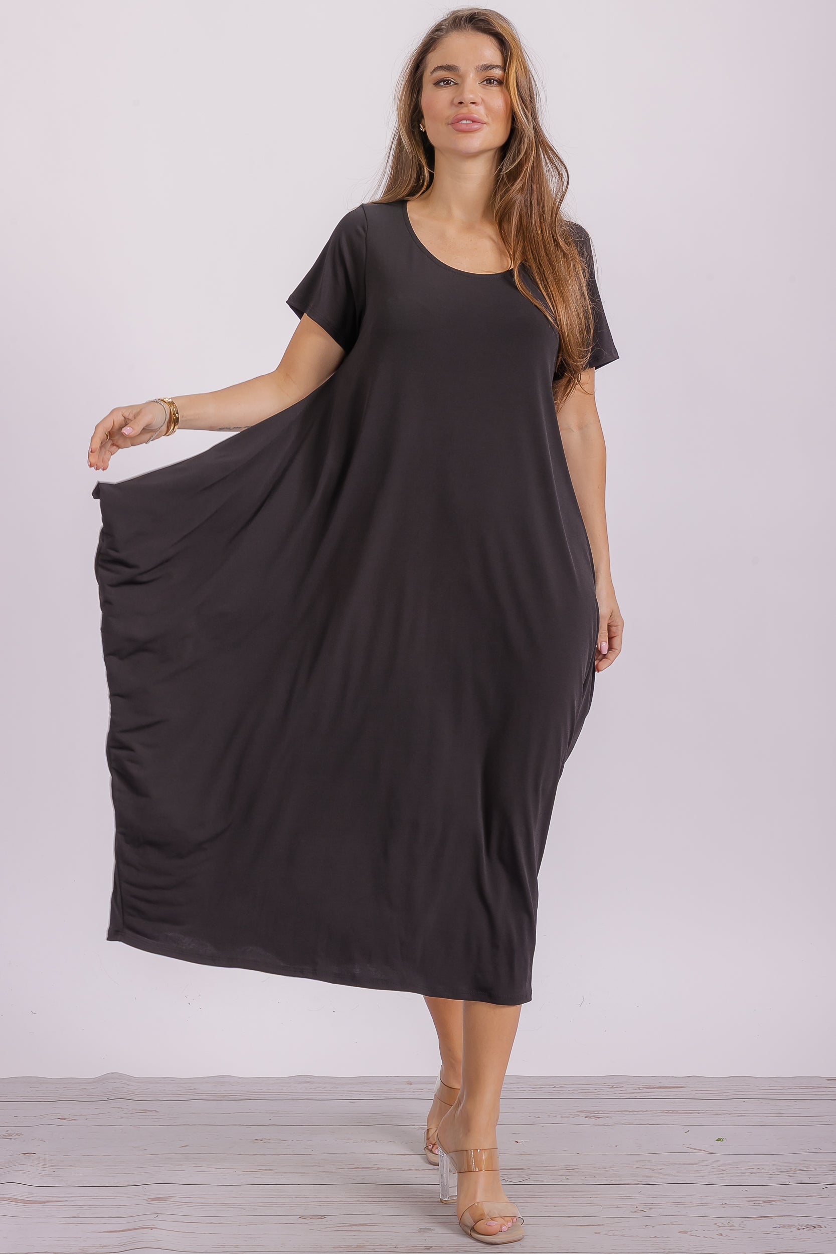 SAN151BX-S Plus Harem Midi Dress/Short Sleeve