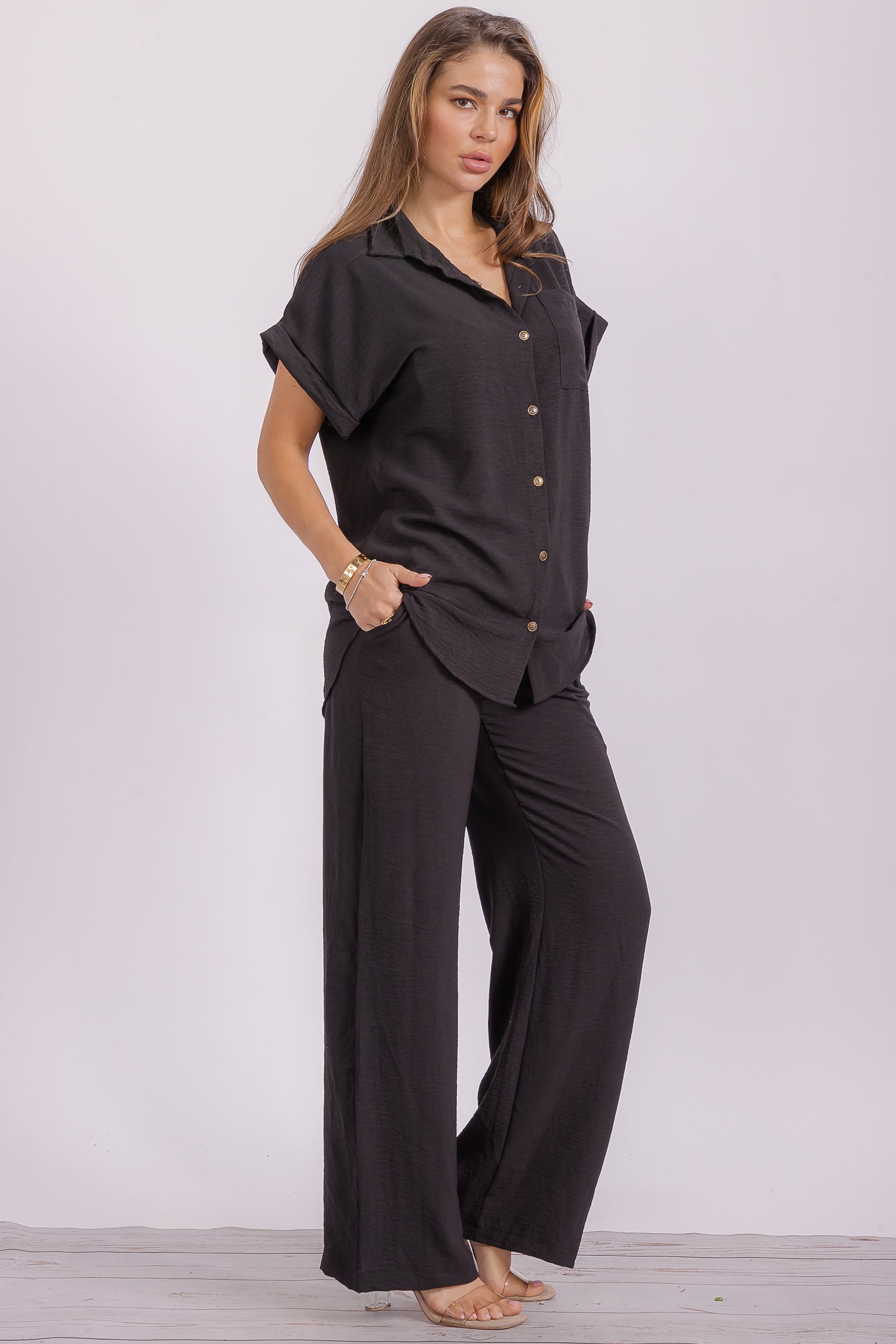 HH776R-S Two Pieces Shirt and Pants Set