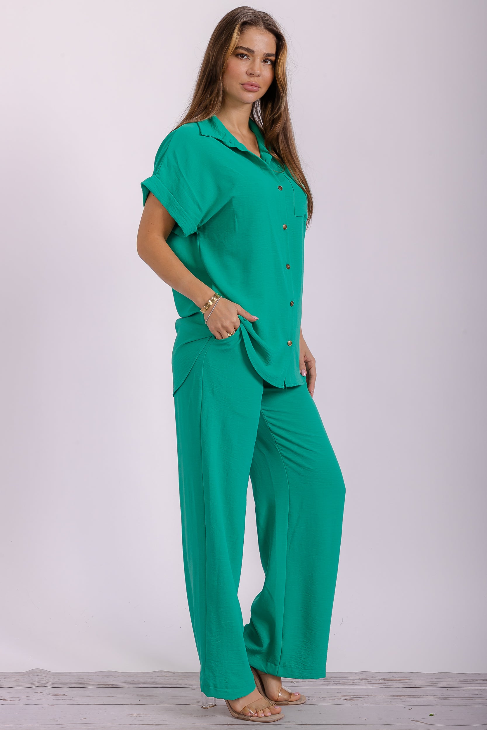 HH776R-S Two Pieces Shirt and Pants Set