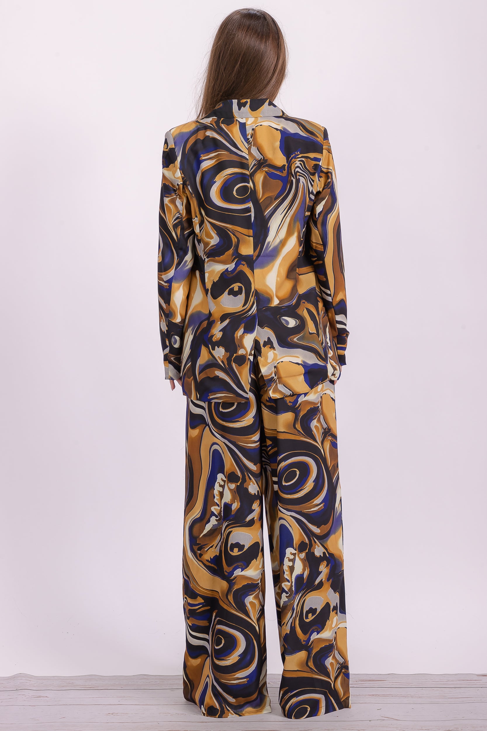 OMJ-7201 Multi Printed Two Pieces Blazer and Long Pants set