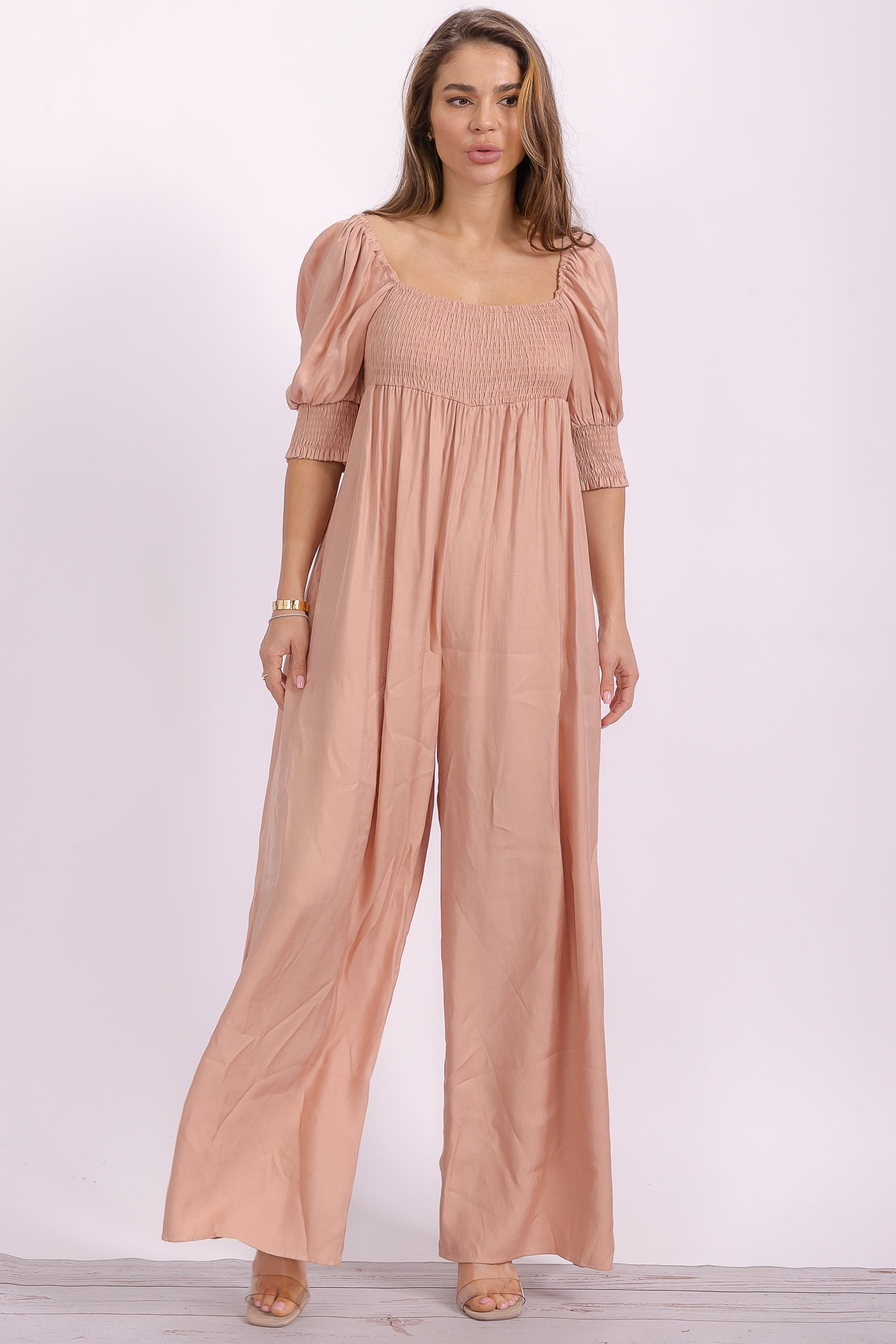 JS152S Semi-stretch Wide Leg Jumpsuit