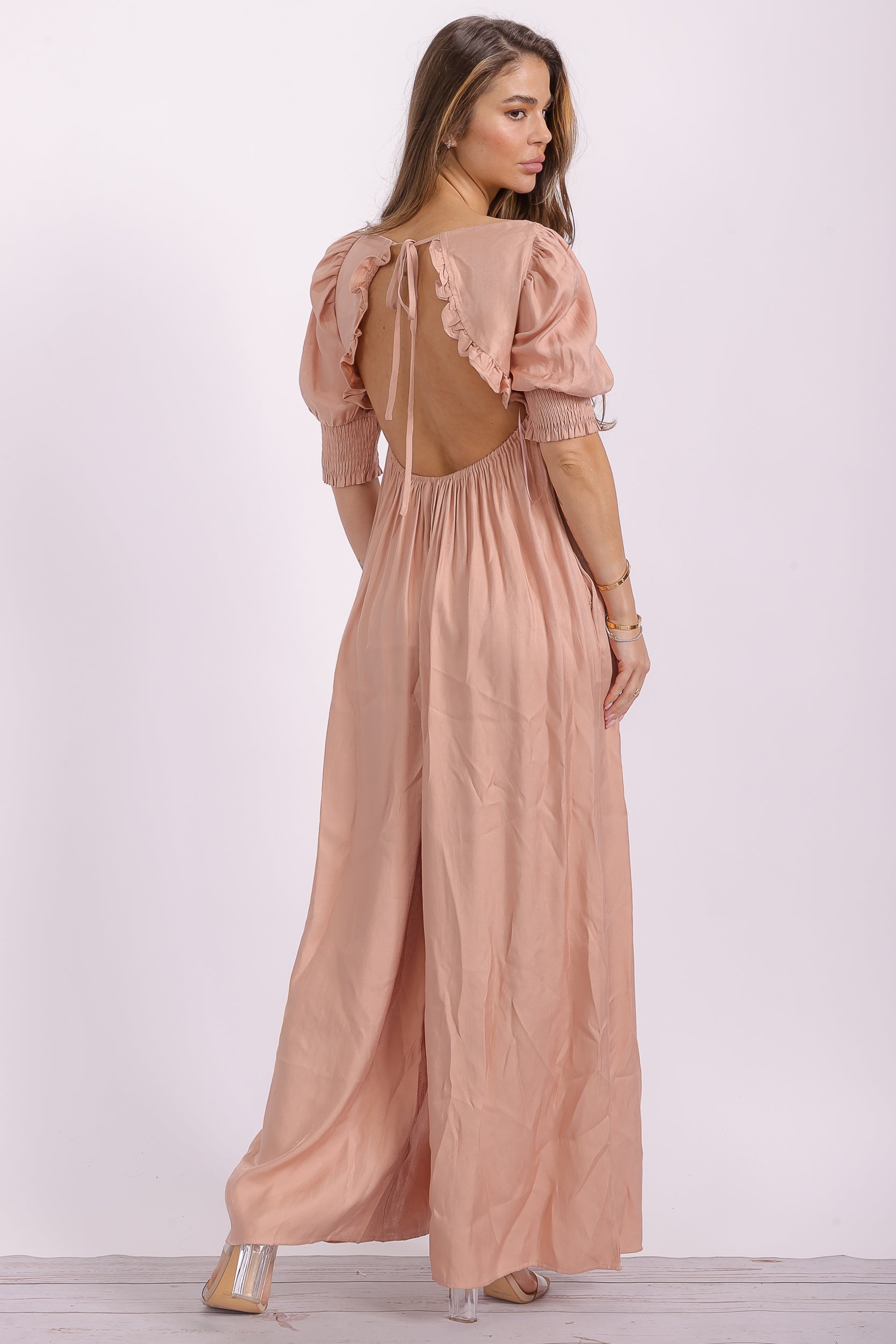 JS152S Semi-stretch Wide Leg Jumpsuit
