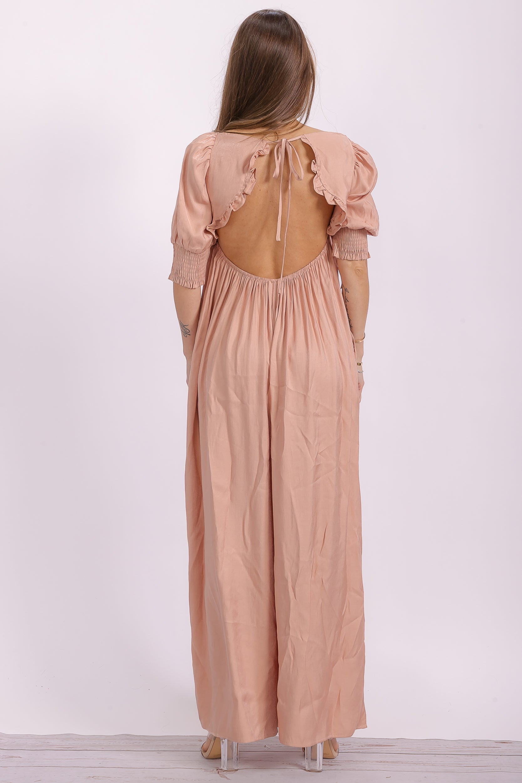 JS152S Semi-stretch Wide Leg Jumpsuit