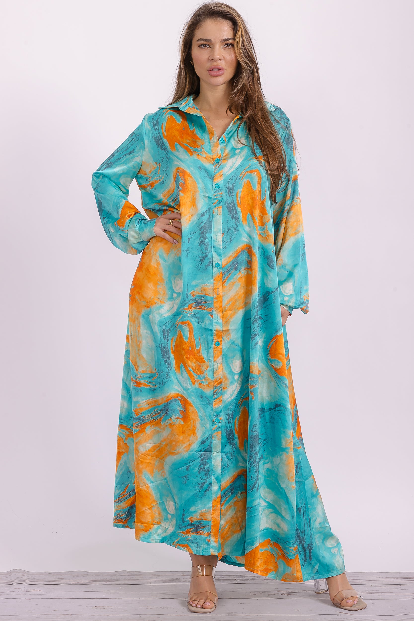 HT996 Button Down Maxi Dress