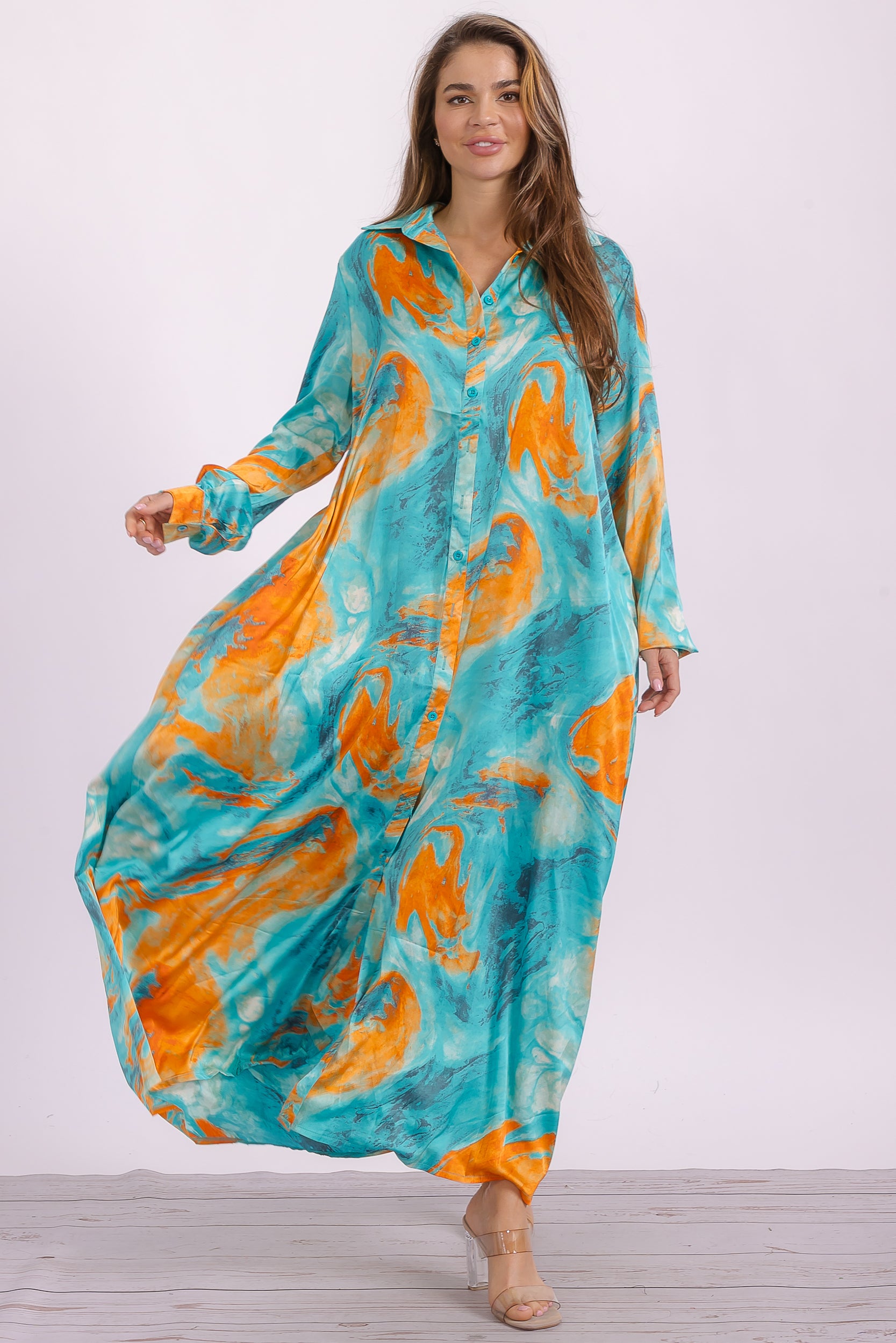 HT996 Button Down Maxi Dress