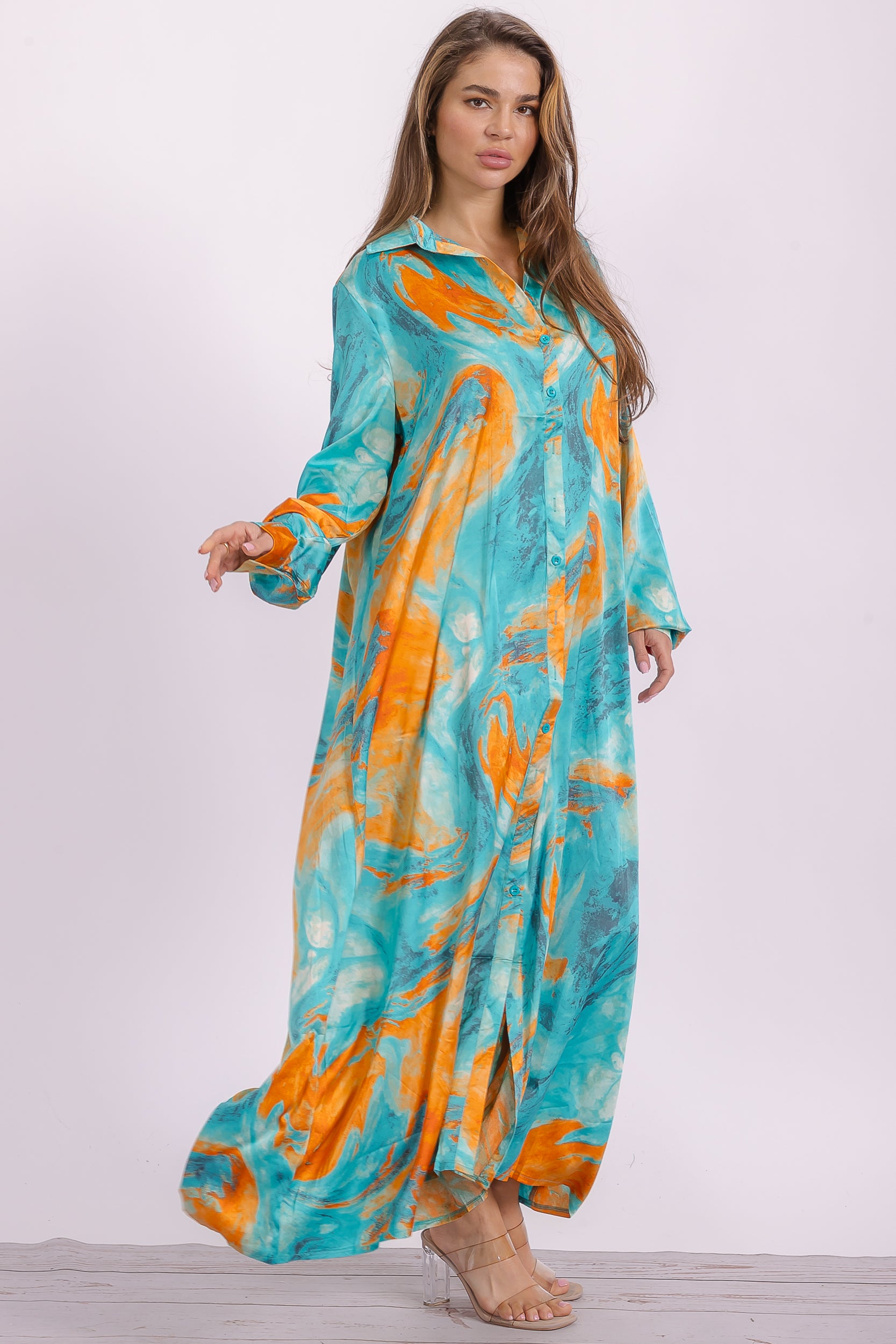HT996 Button Down Maxi Dress