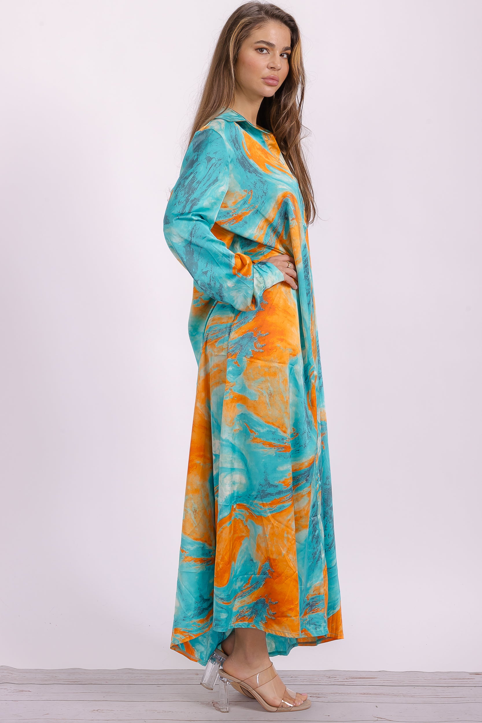 HT996 Button Down Maxi Dress