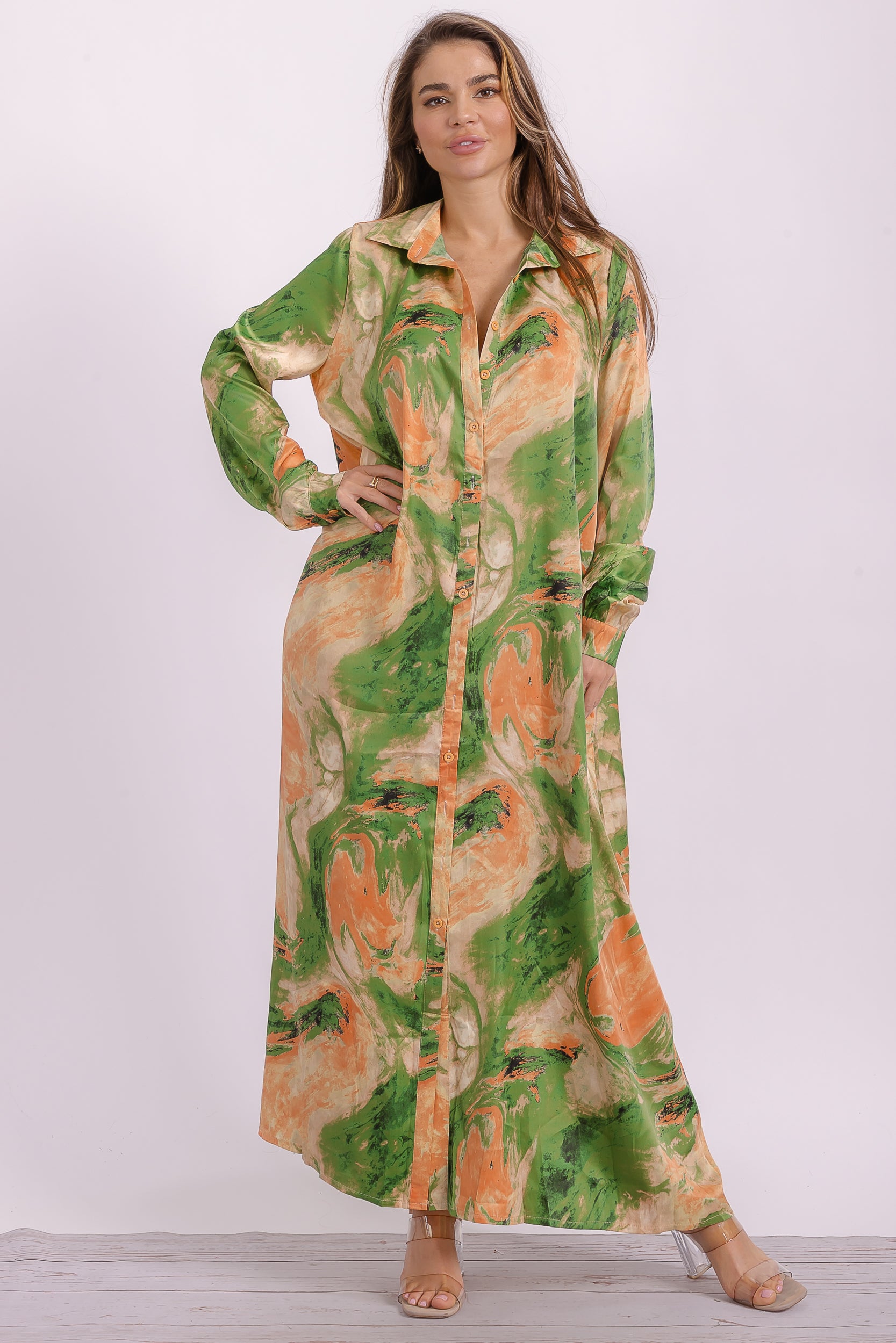 HT996 Button Down Maxi Dress