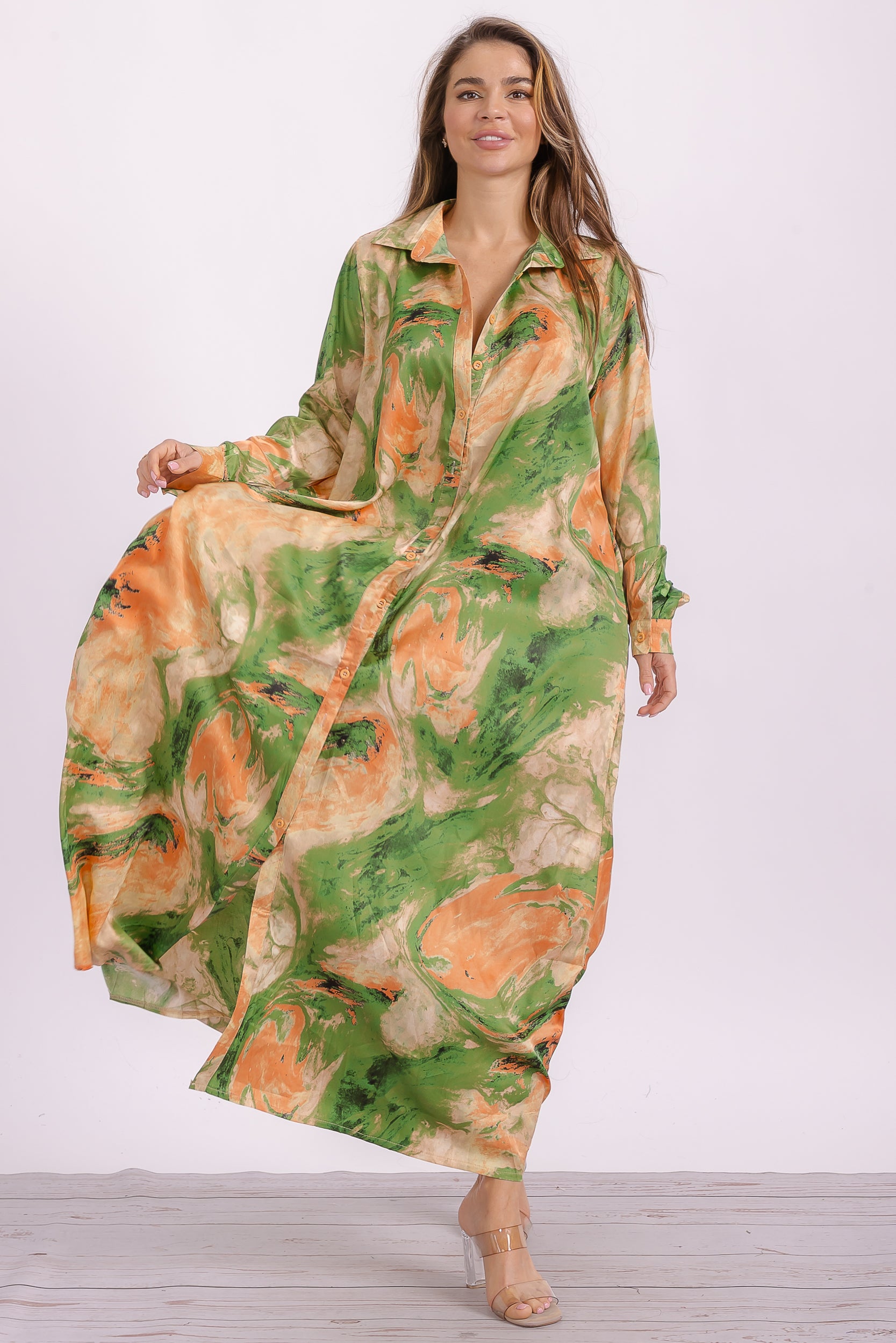 HT996 Button Down Maxi Dress
