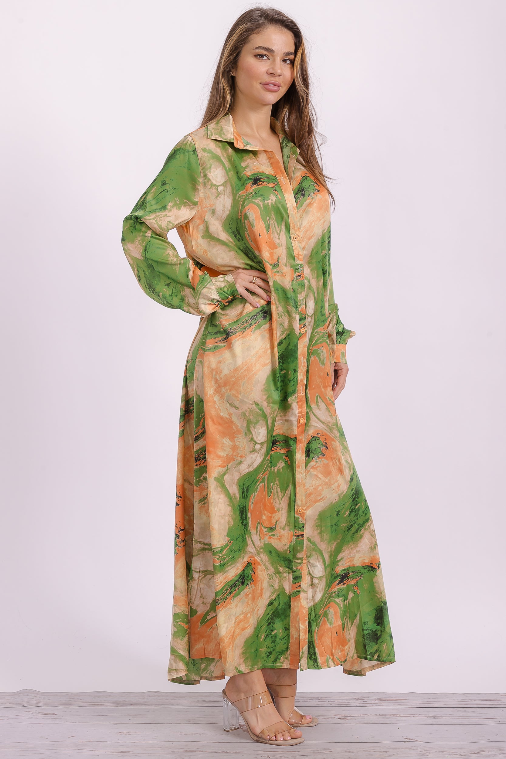 HT996 Button Down Maxi Dress