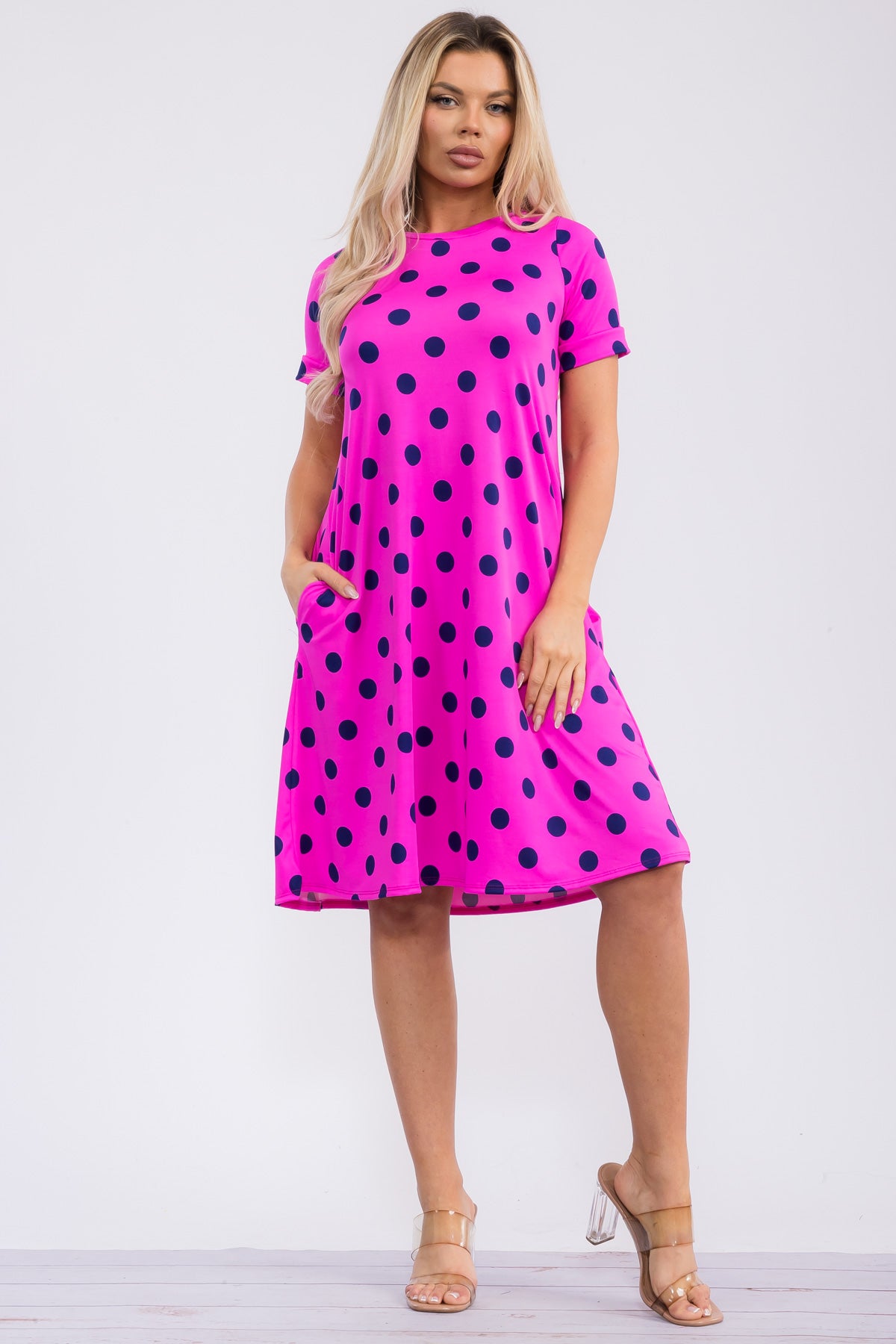 SAN136R-PD - SHORT SLEEVE TUNIC DRESS