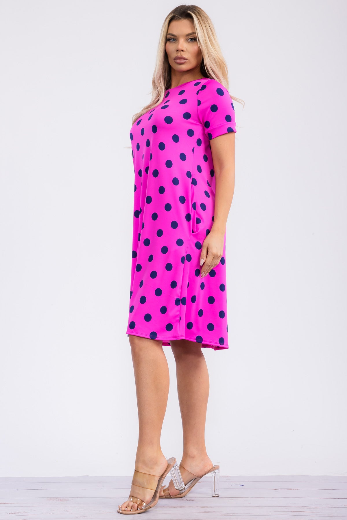 SAN136R-PD - SHORT SLEEVE TUNIC DRESS