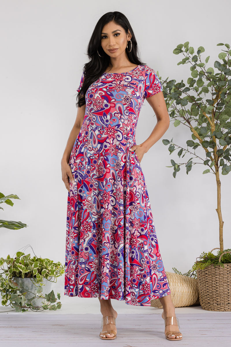 SAN144X-PAISLEY - VESTIDO MAXI CON MANGAS CORTAS