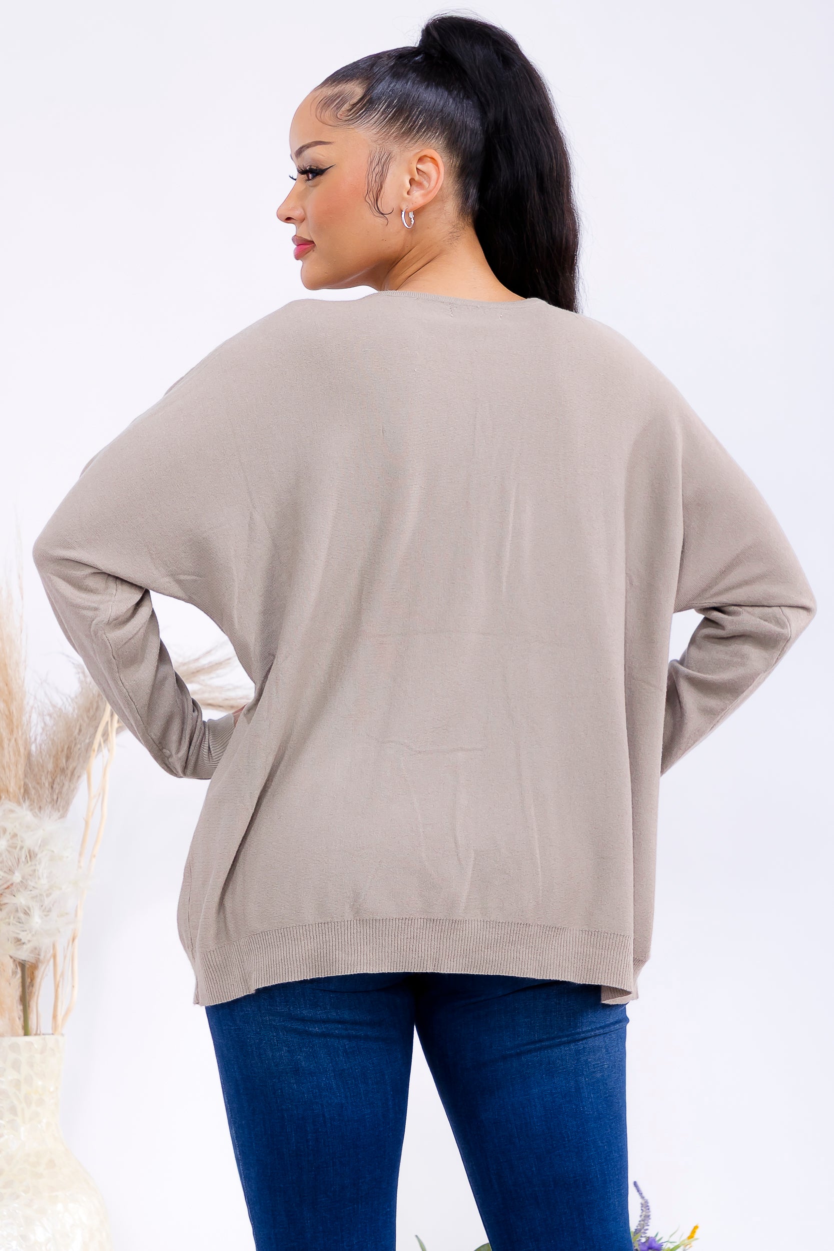 FM300 Zip Front Rhinestone Knit Sweater