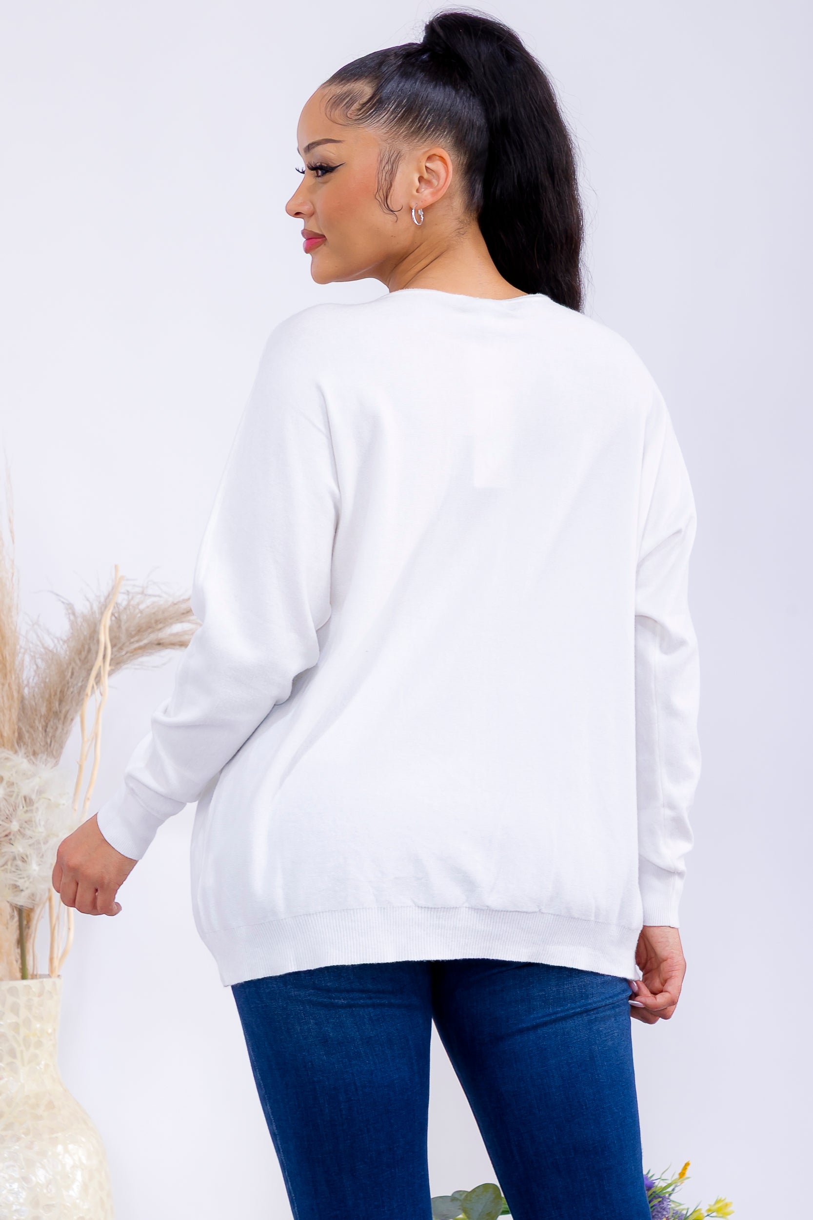 FM300 Zip Front Rhinestone Knit Sweater