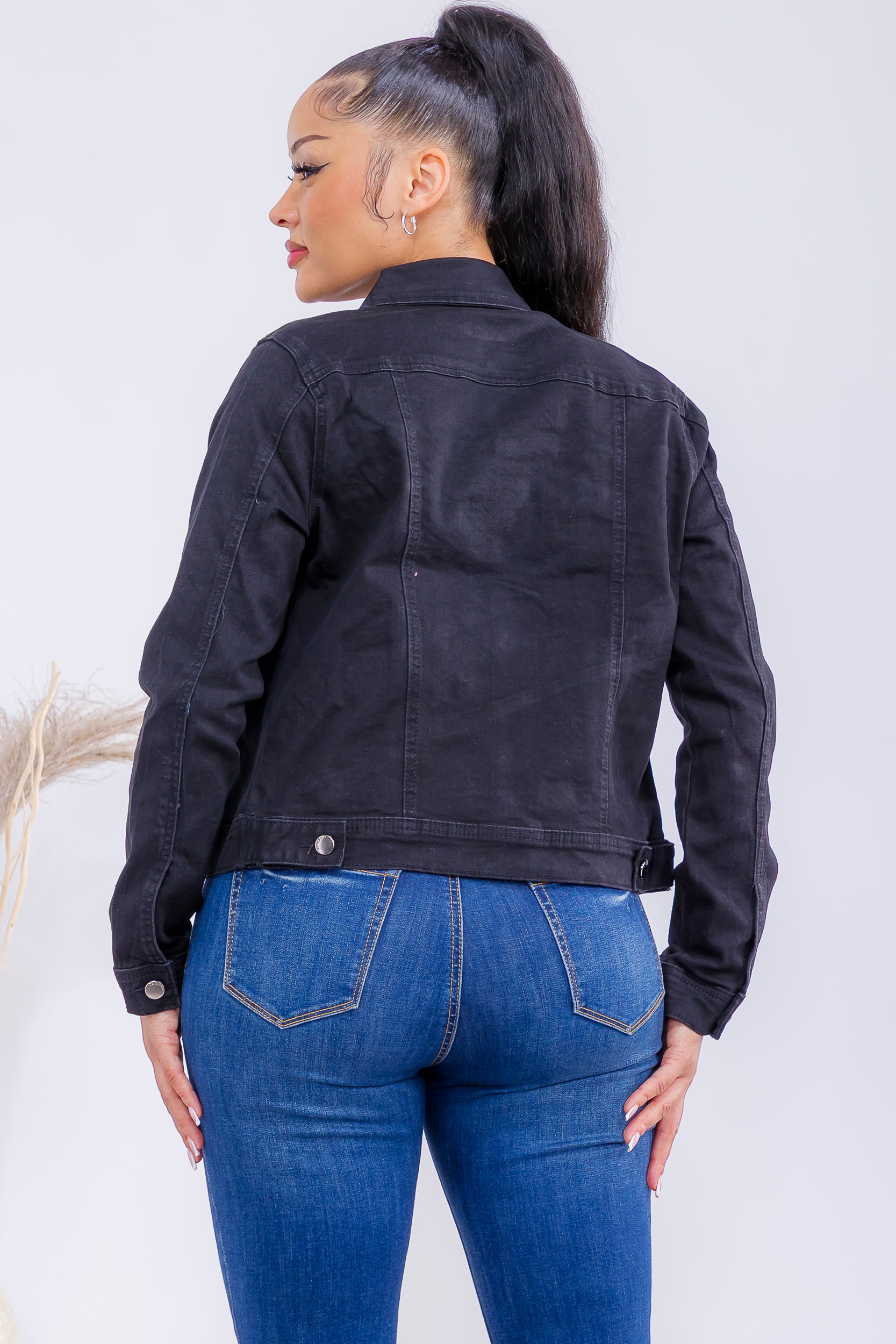 AN-43763 Classic Button Front Denim Jacket