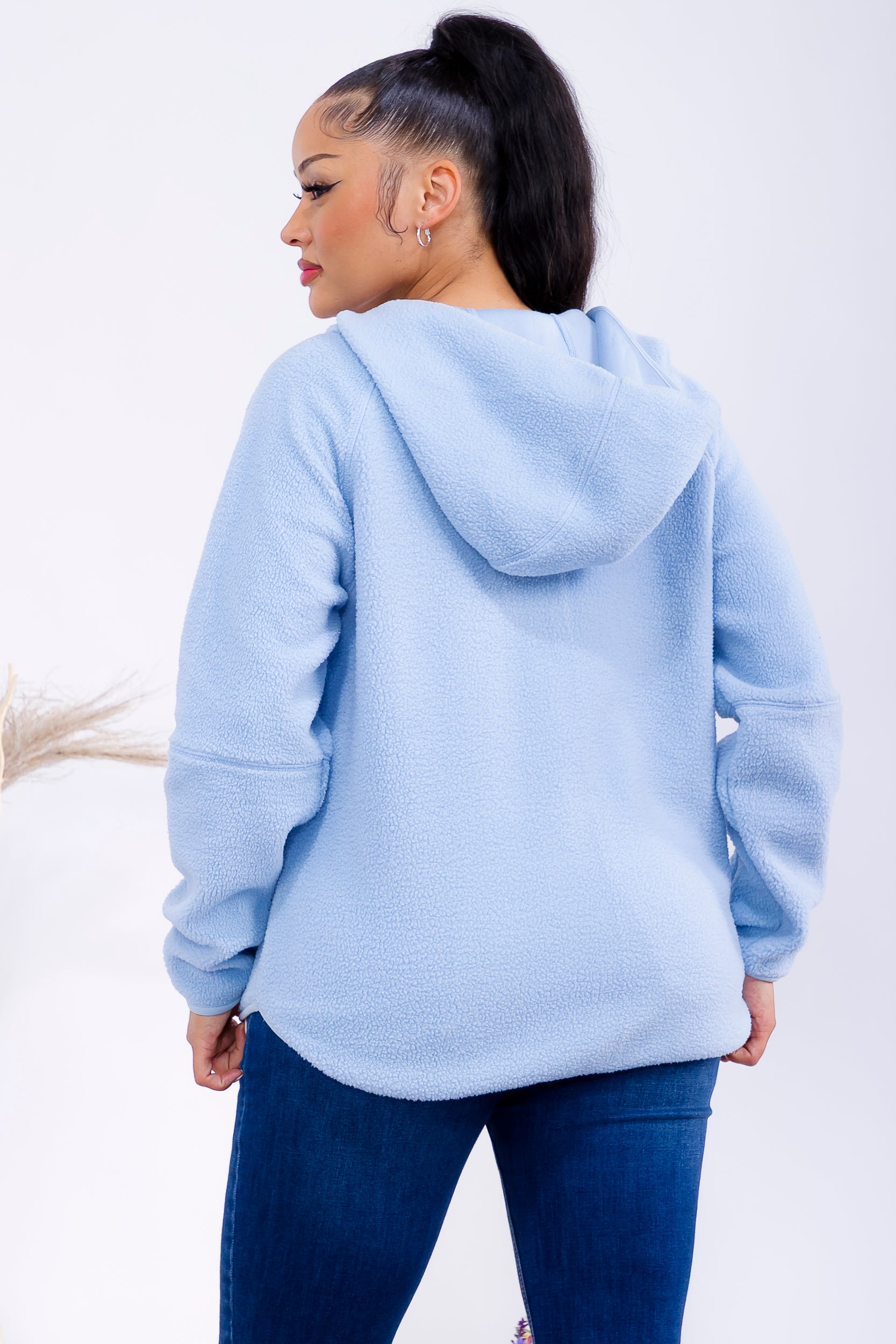 852-0012 Zip-Up Fleece Hoodie Jacket with Pockets
