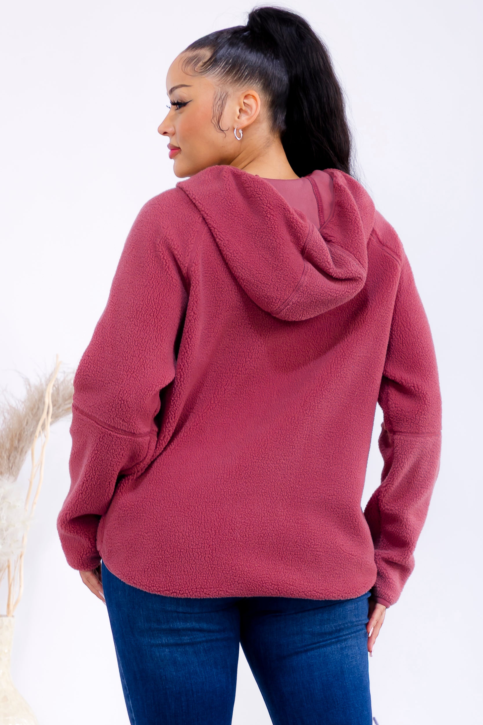 852-0012 Zip-Up Fleece Hoodie Jacket with Pockets