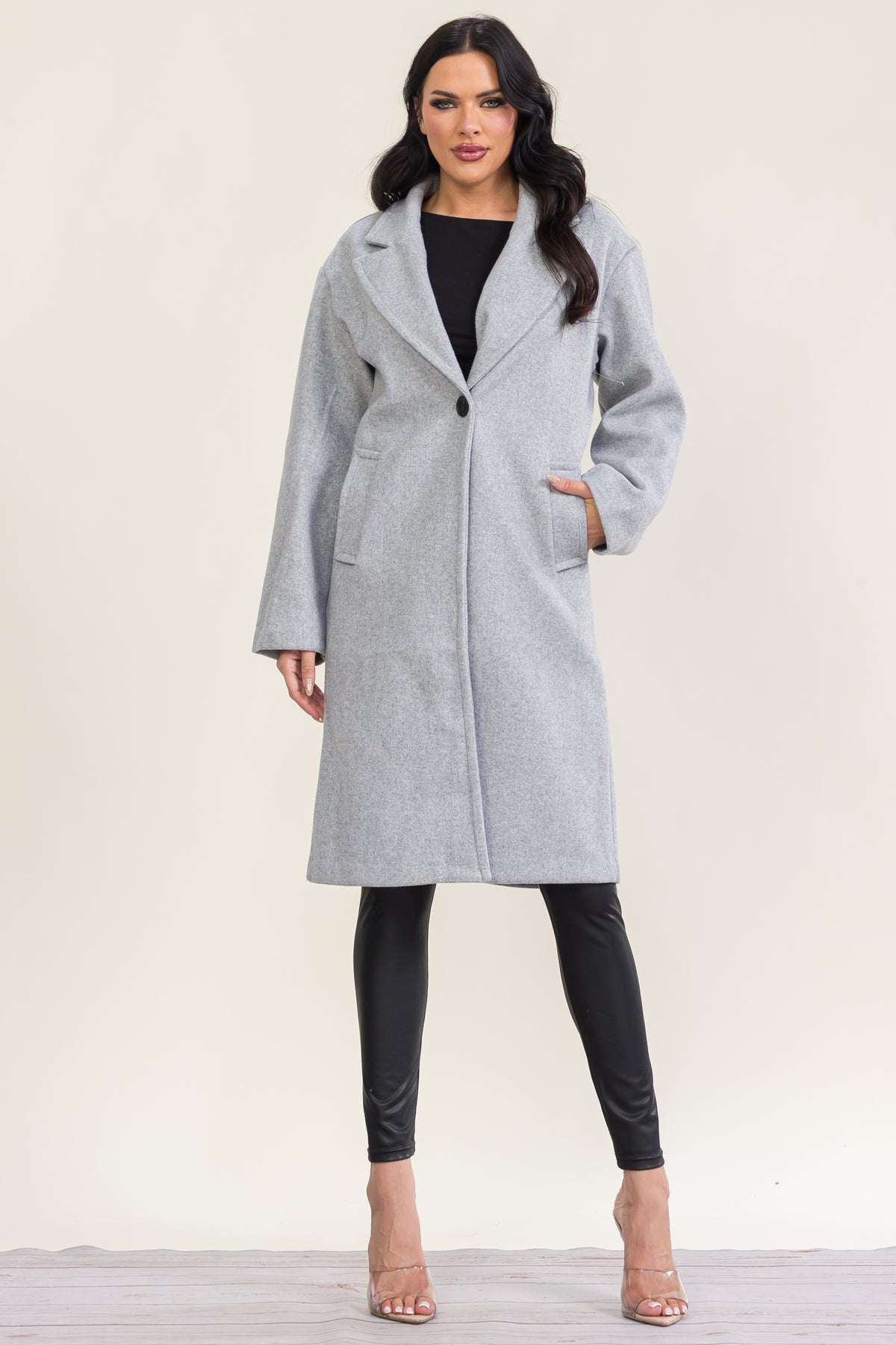 KJ12000 - Classic Single Button Long Coat