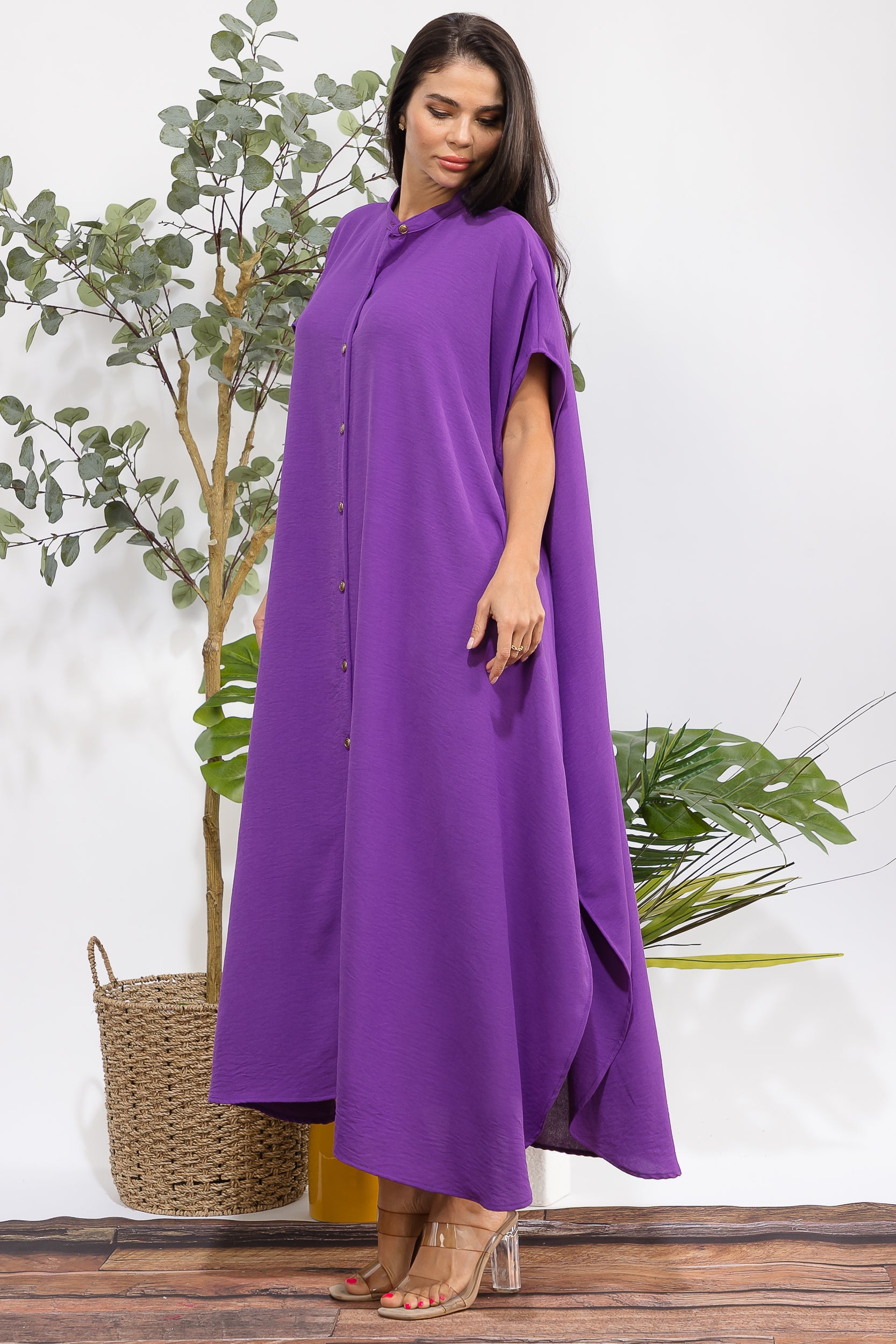 HH763X-S3 PLUS SIZE OVERSIZED BUTTON DOWN DRESS