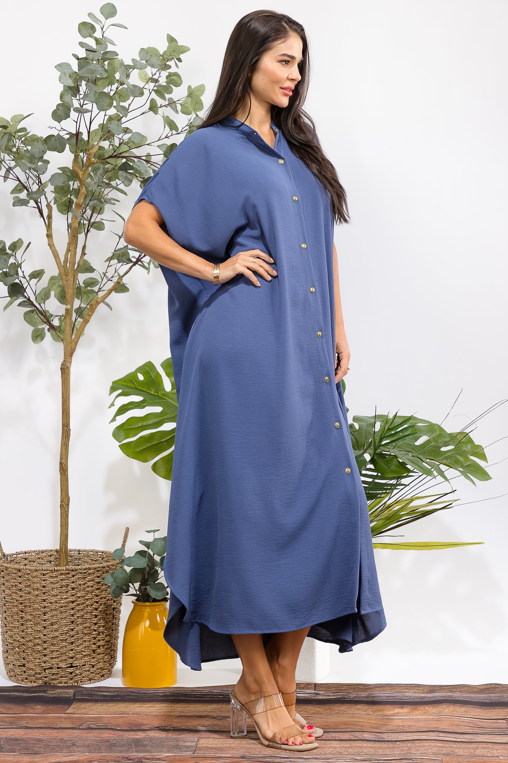 HH763X-S3 PLUS SIZE OVERSIZED BUTTON DOWN DRESS