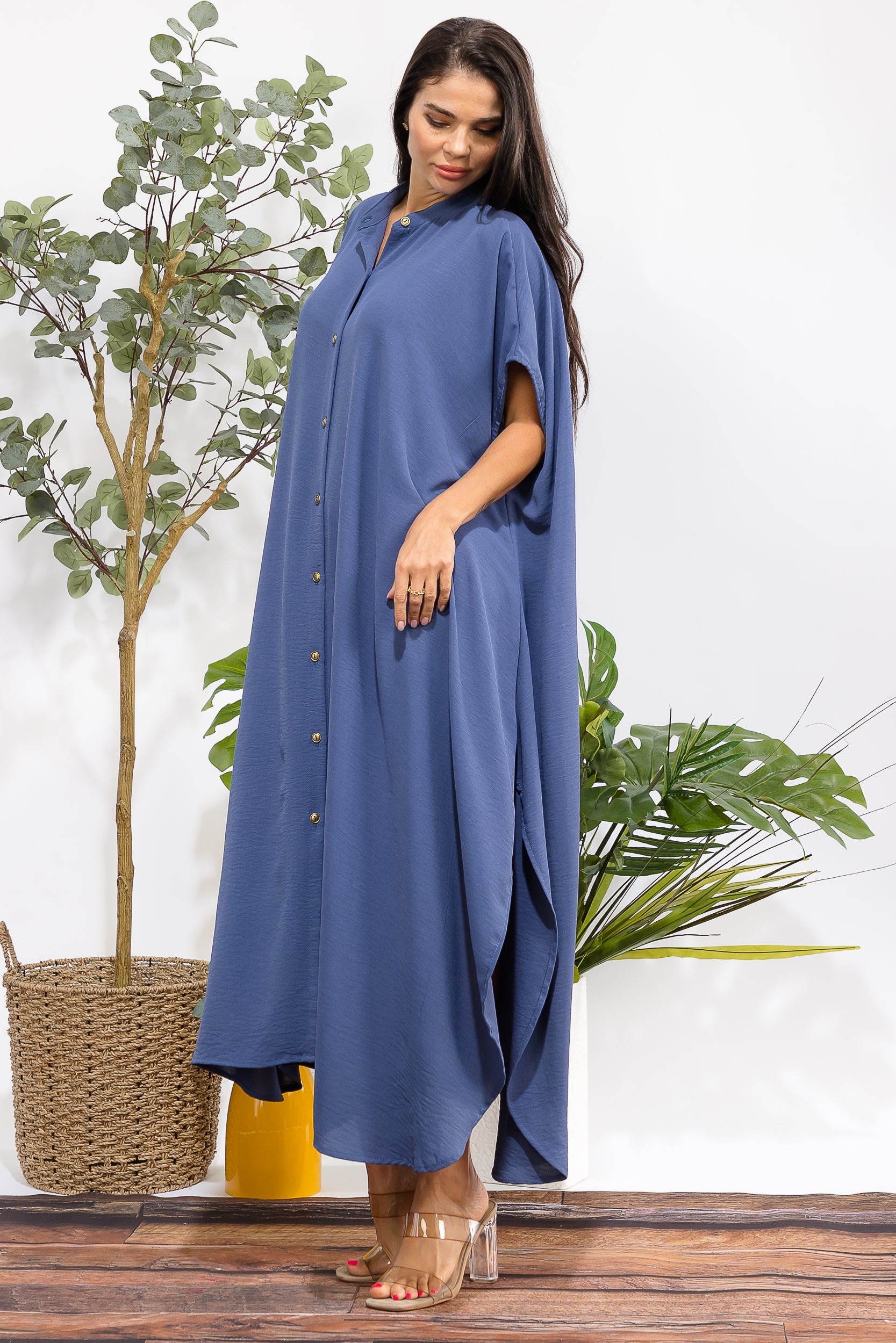 HH763X-S3 PLUS SIZE OVERSIZED BUTTON DOWN DRESS