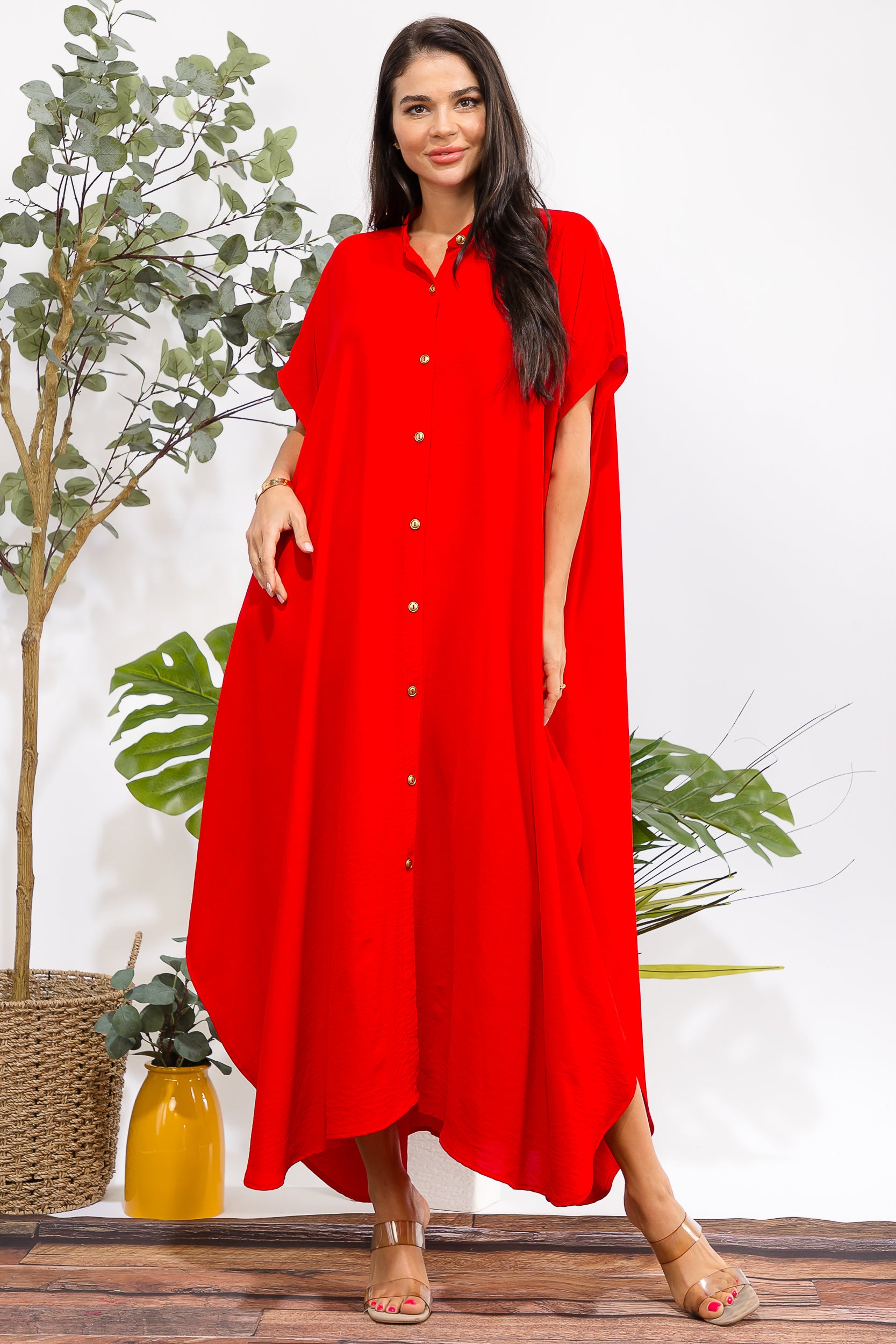 HH763X-S3 PLUS SIZE OVERSIZED BUTTON DOWN DRESS