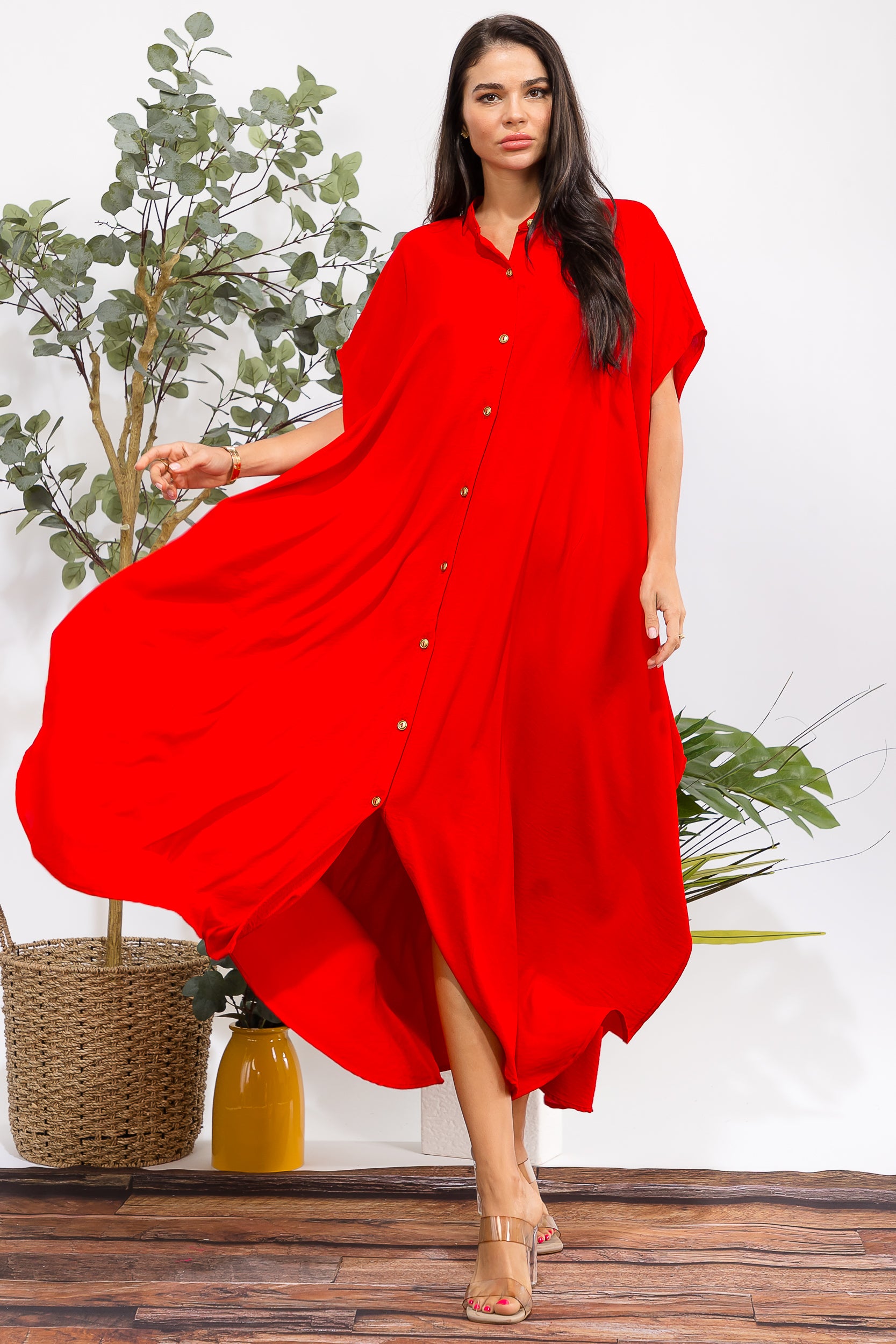 HH763X-S3 PLUS SIZE OVERSIZED BUTTON DOWN DRESS