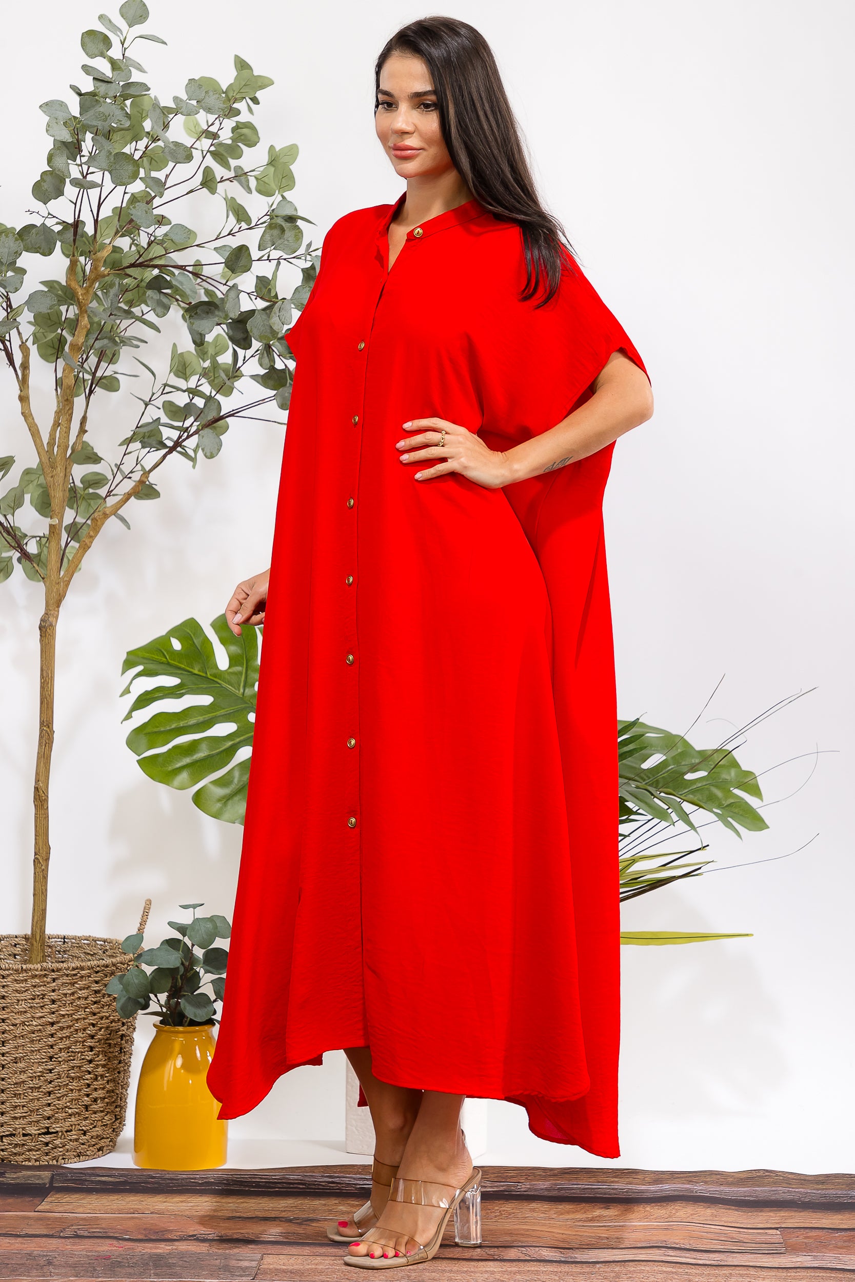 HH763X-S3 PLUS SIZE OVERSIZED BUTTON DOWN DRESS