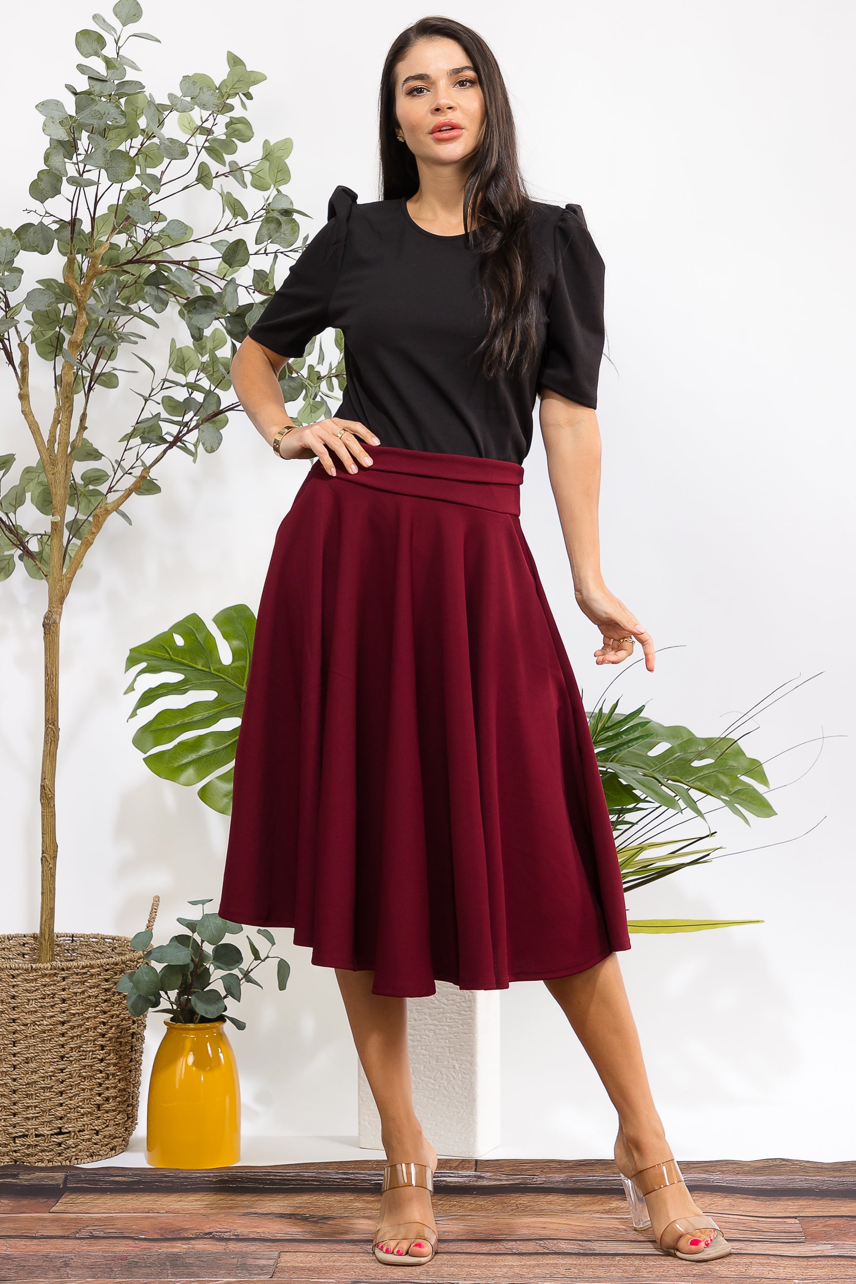 HH784X-S Plus Size A-Line Midi Skirt