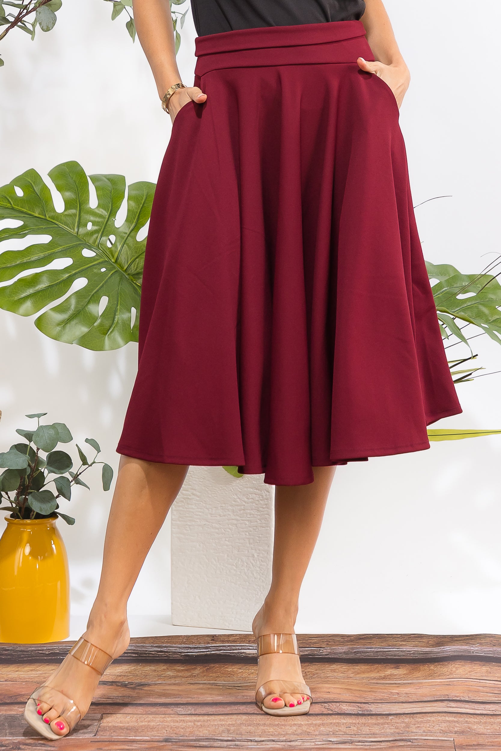 HH784X-S Plus Size A-Line Midi Skirt