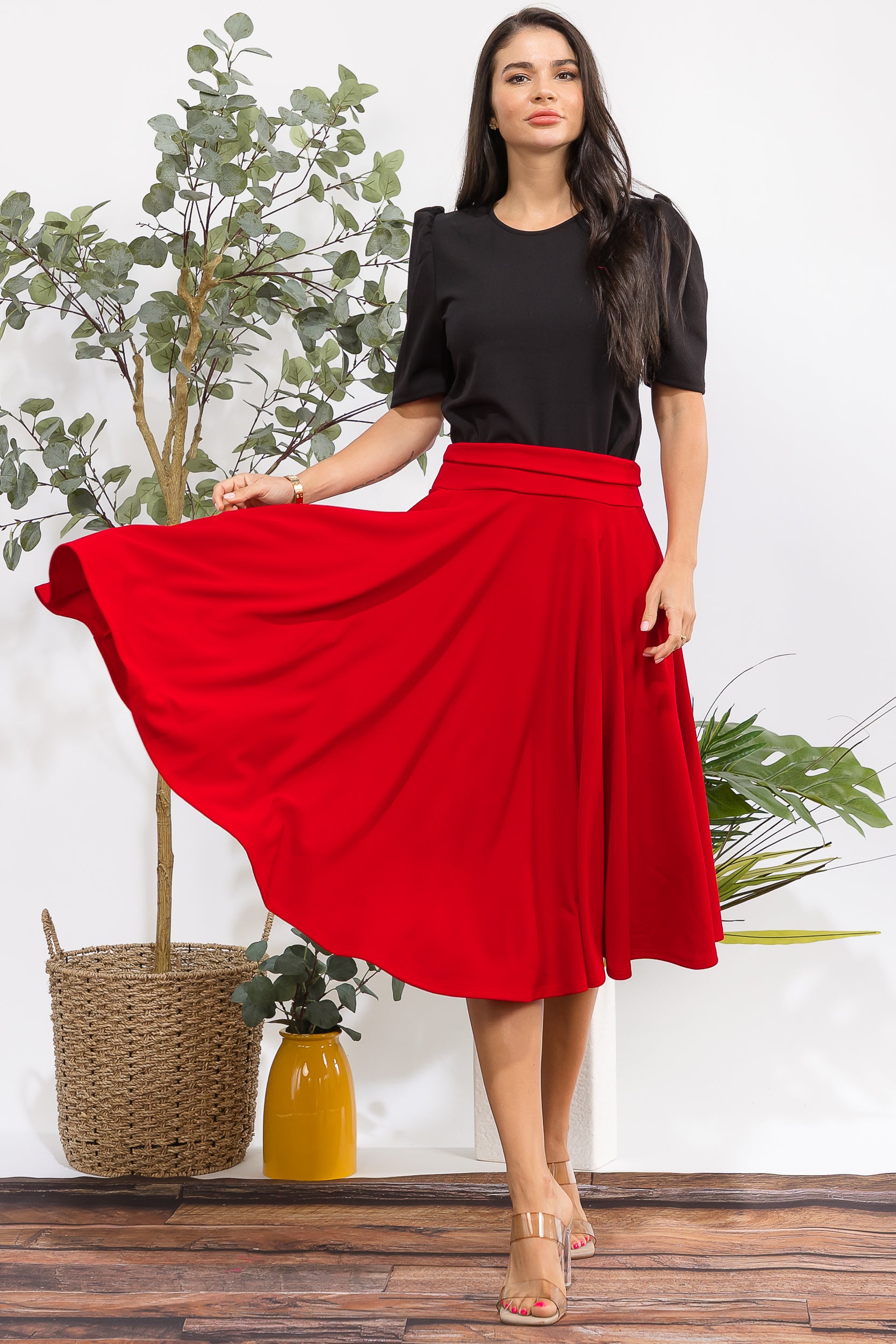 HH784X-S Plus Size A-Line Midi Skirt