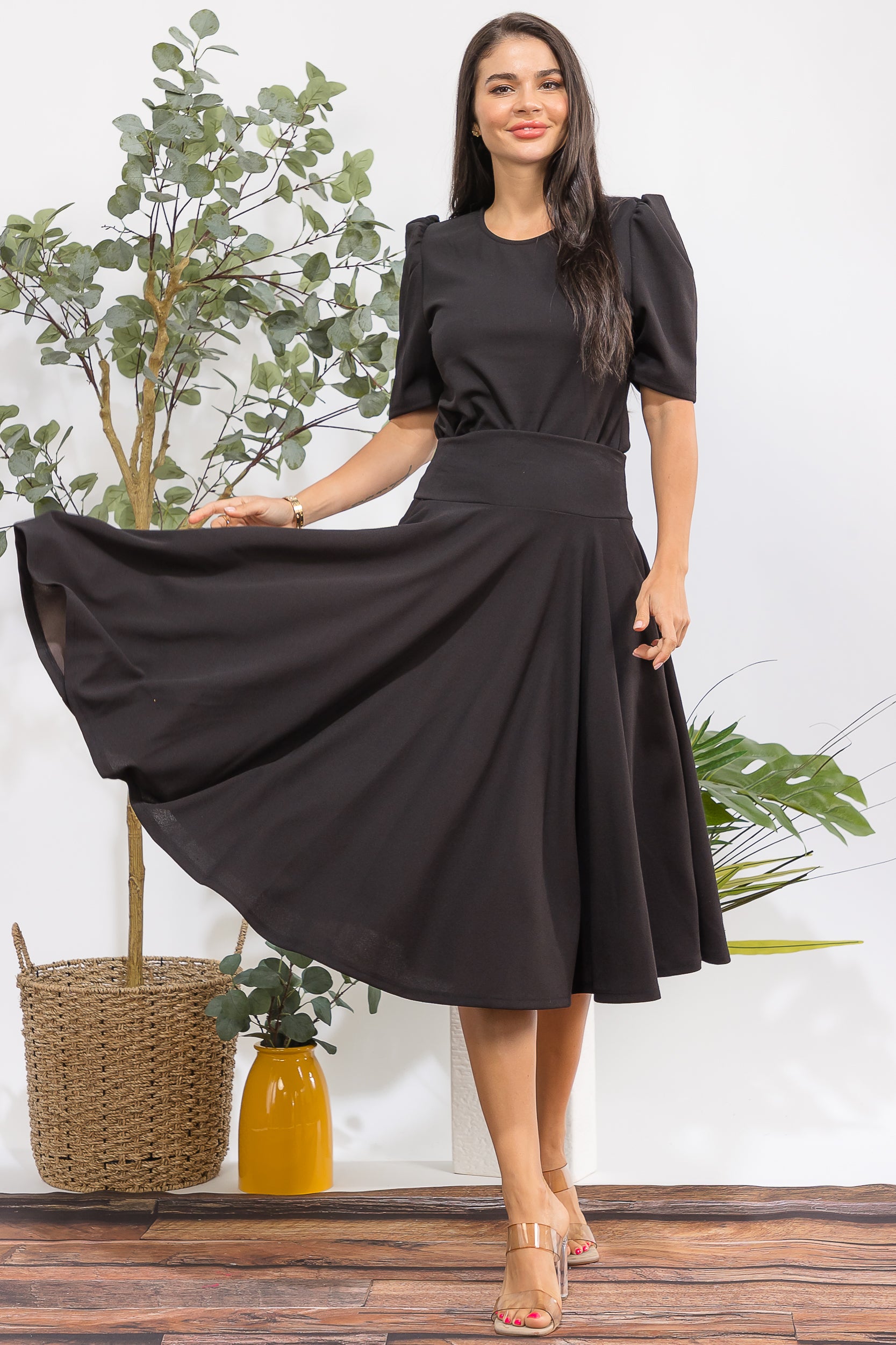 HH784X-S Plus Size A-Line Midi Skirt