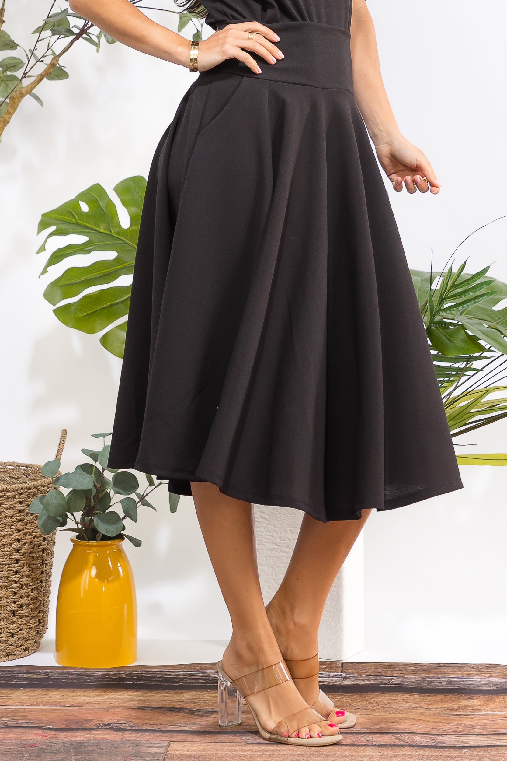 HH784X-S Plus Size A-Line Midi Skirt