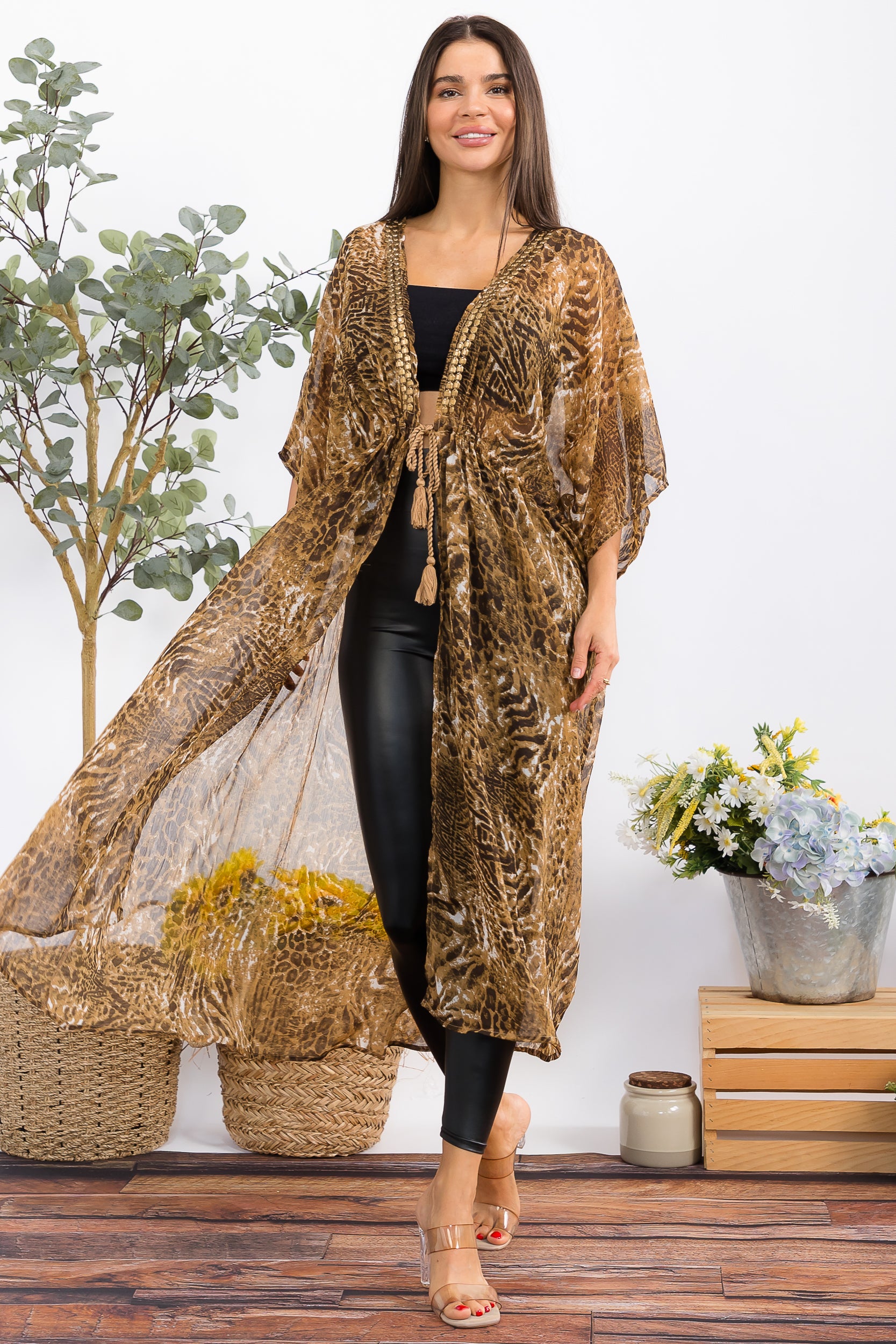 00077M Wild Elegance Animal Print Kimono