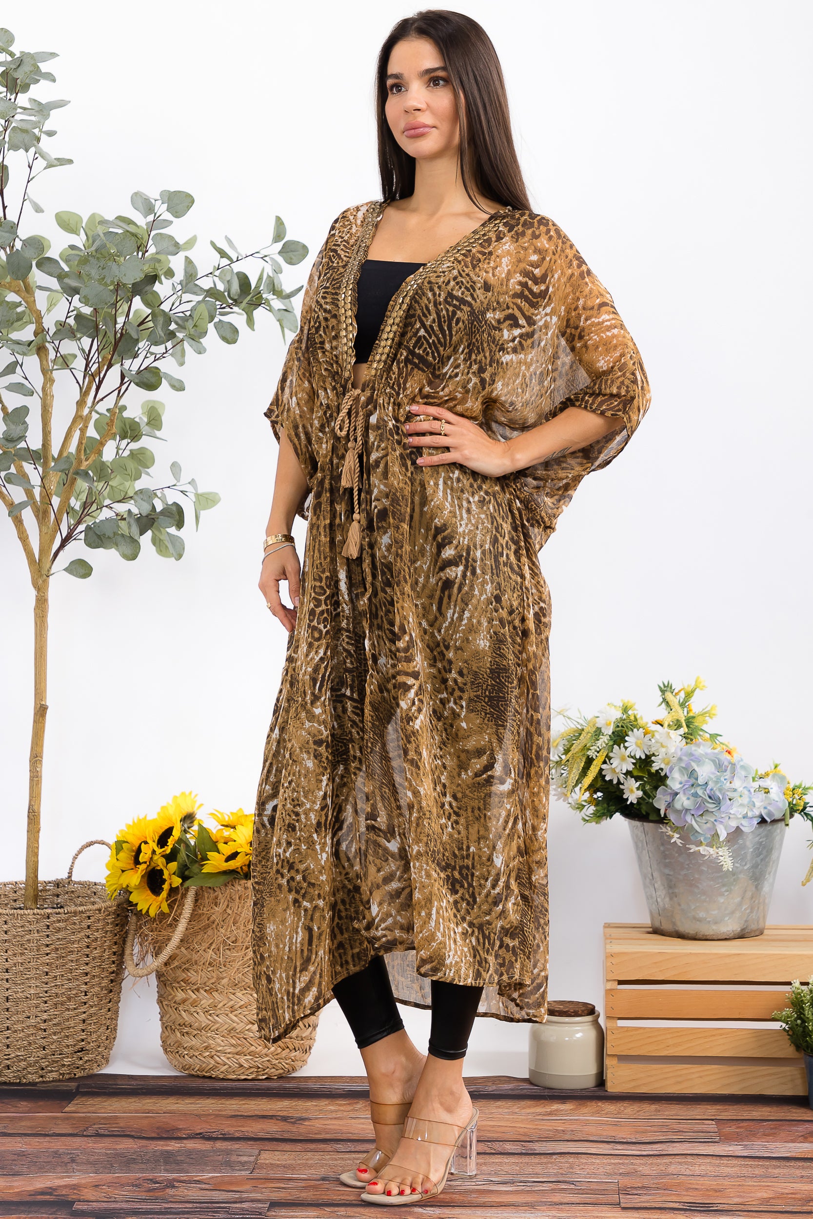 00077M Wild Elegance Animal Print Kimono