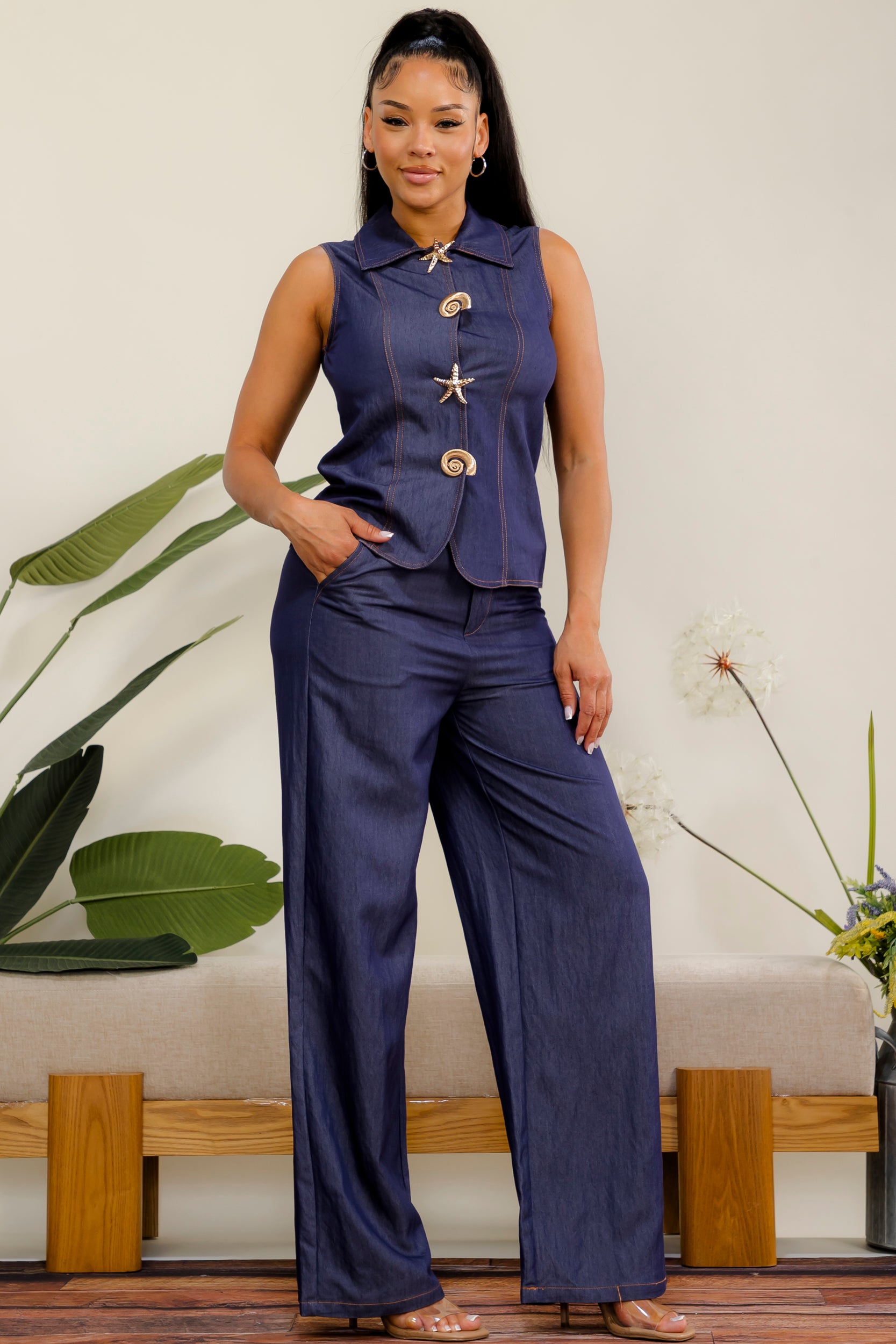 YS126-R - 2 Piece Denim Set