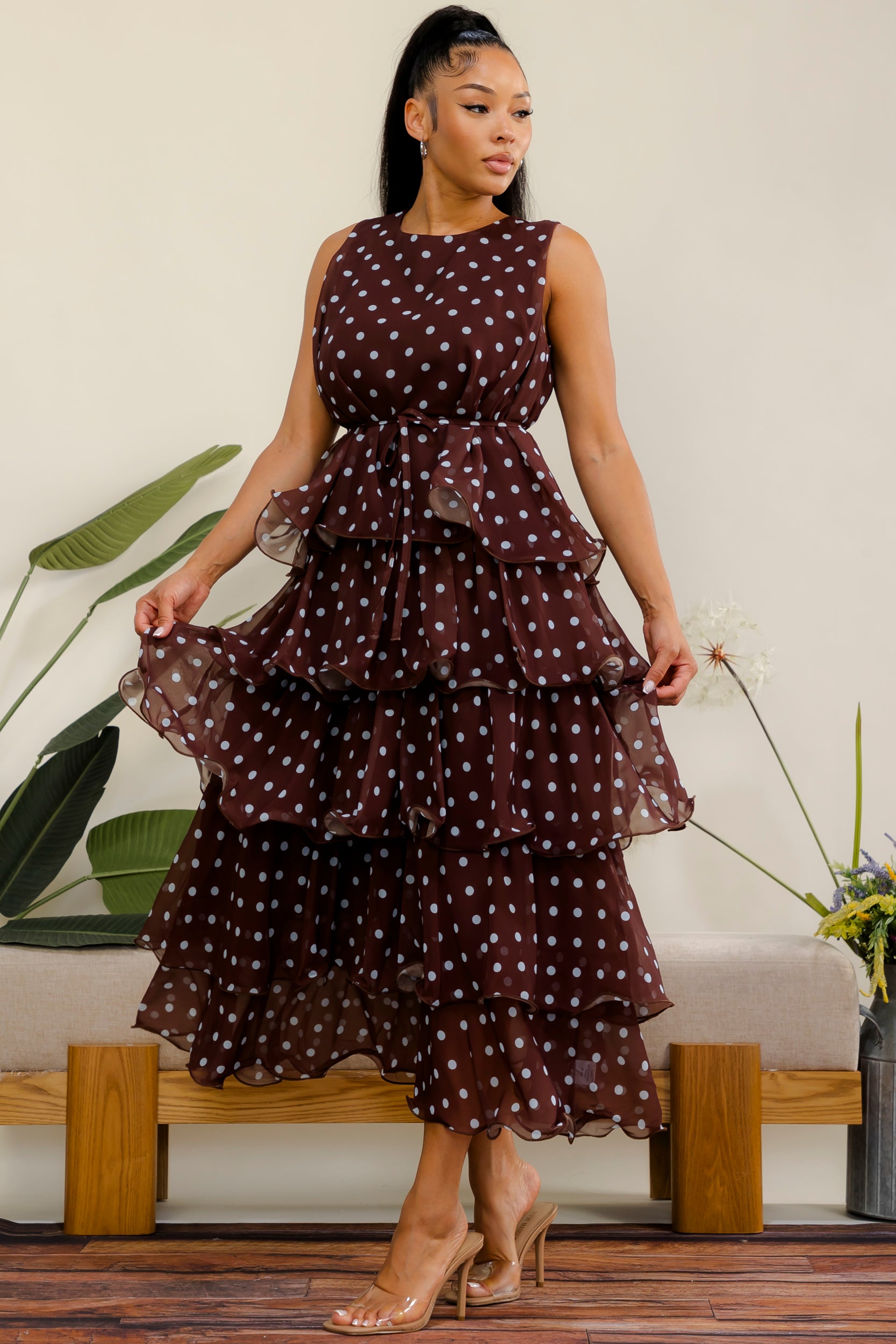 LD716P-X - Plus Size Polka Dot Tier Dress